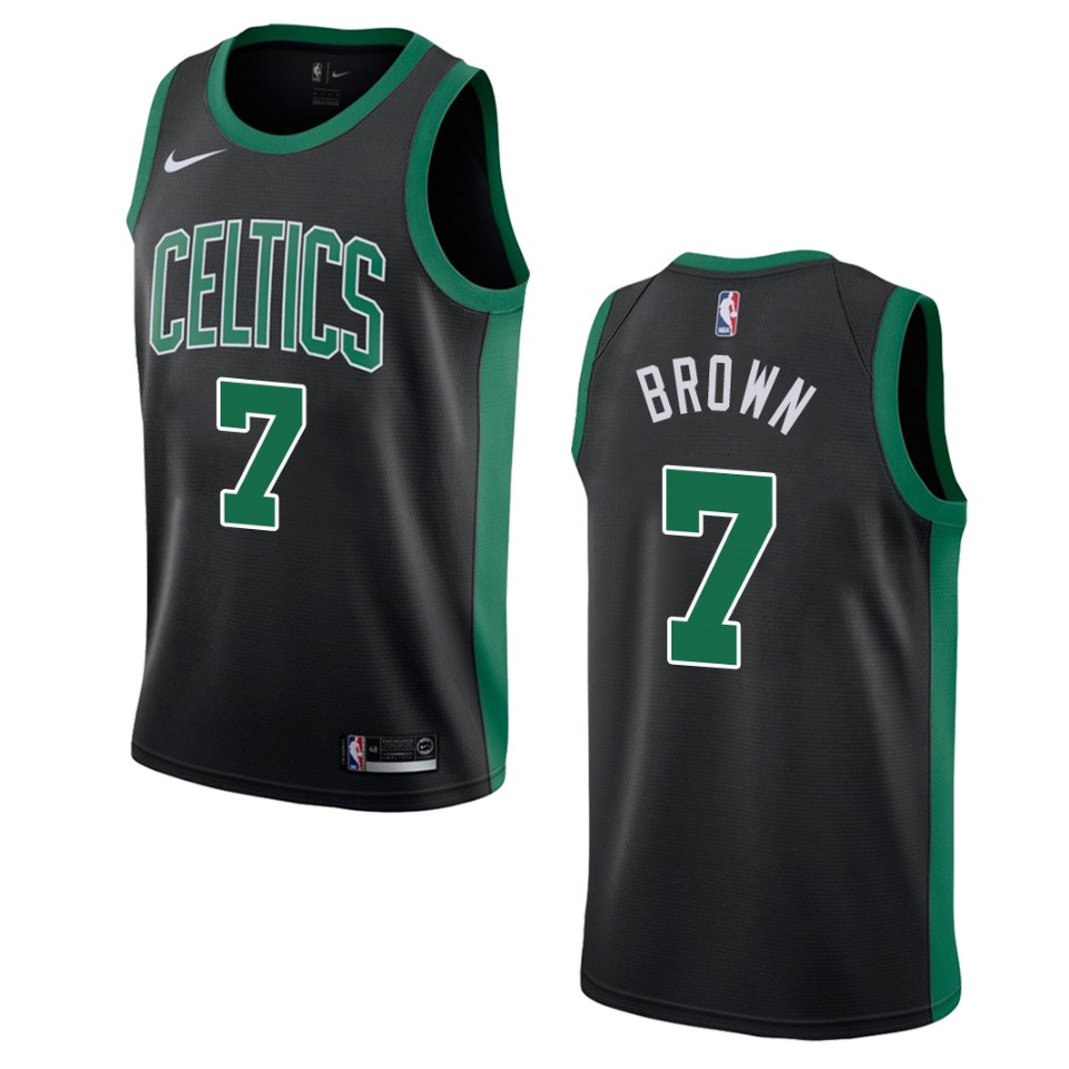 Men's Boston Celtics #7 Jaylen Brown Statement Swingman Jersey - Black