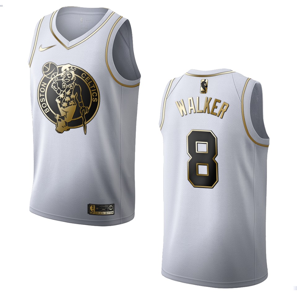 Men’s Boston Celtics #8 Kemba Walker Golden Edition Jersey – White
