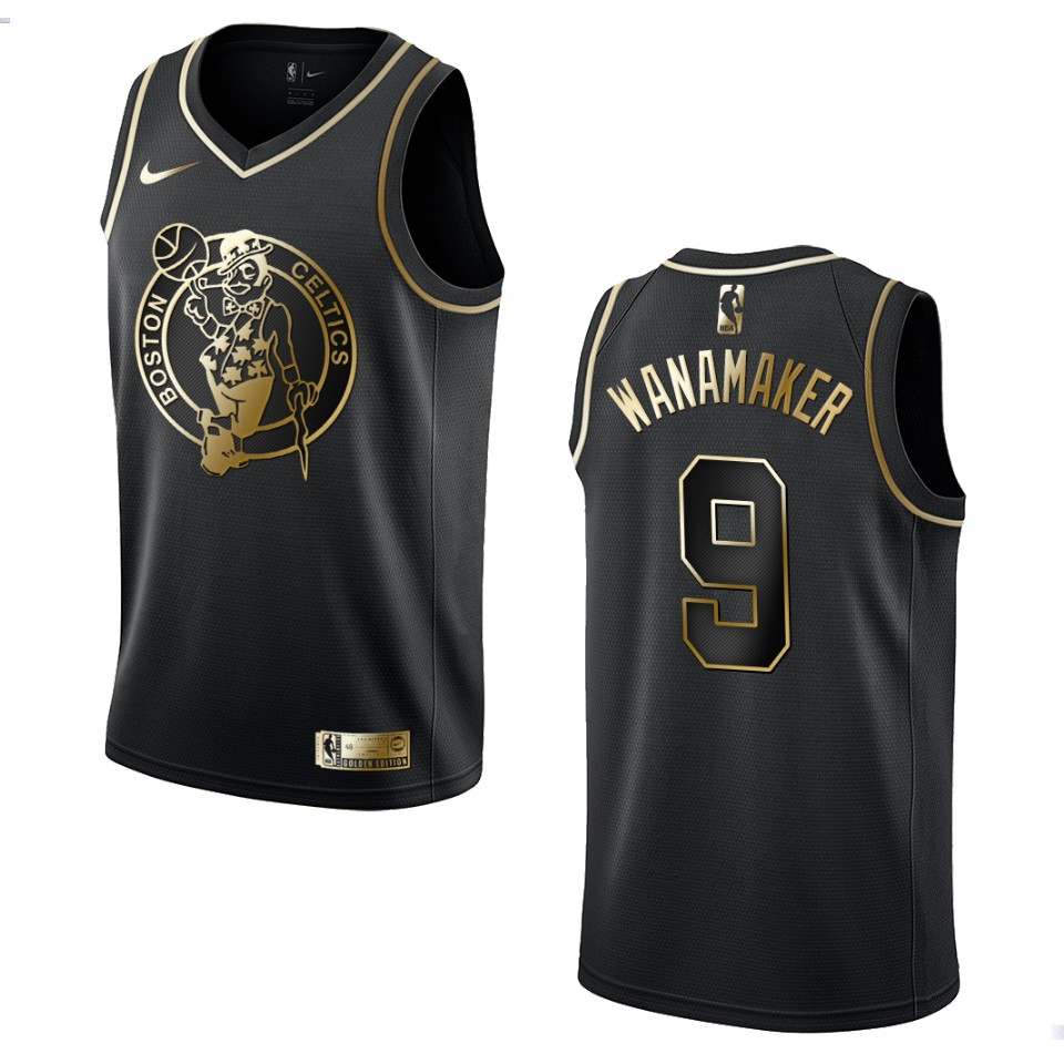 Men’s Boston Celtics #9 Bradley Wanamaker Golden Edition Jersey – Black