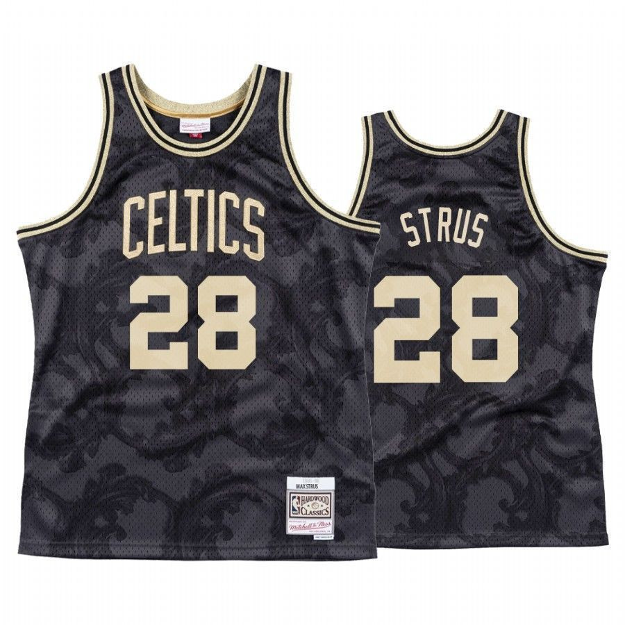 Men's Boston Celtics Max Strus Black Toile Black Jersey - JS309