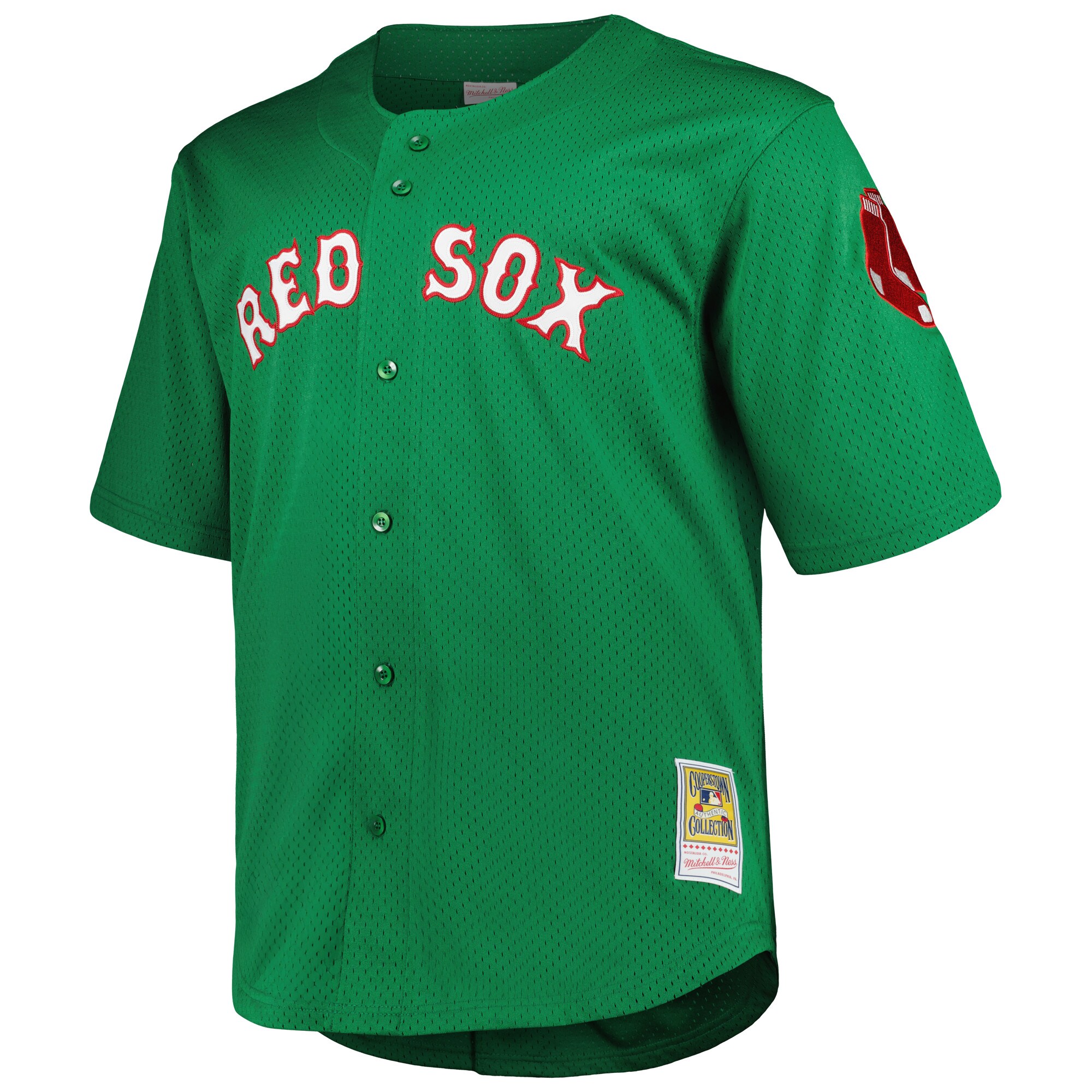Alternative view of Men's Boston Red Sox David Ortiz Mitchell & Ness Kelly Green Big & Tall Cooperstown Collection Mesh Batting Practice Jersey