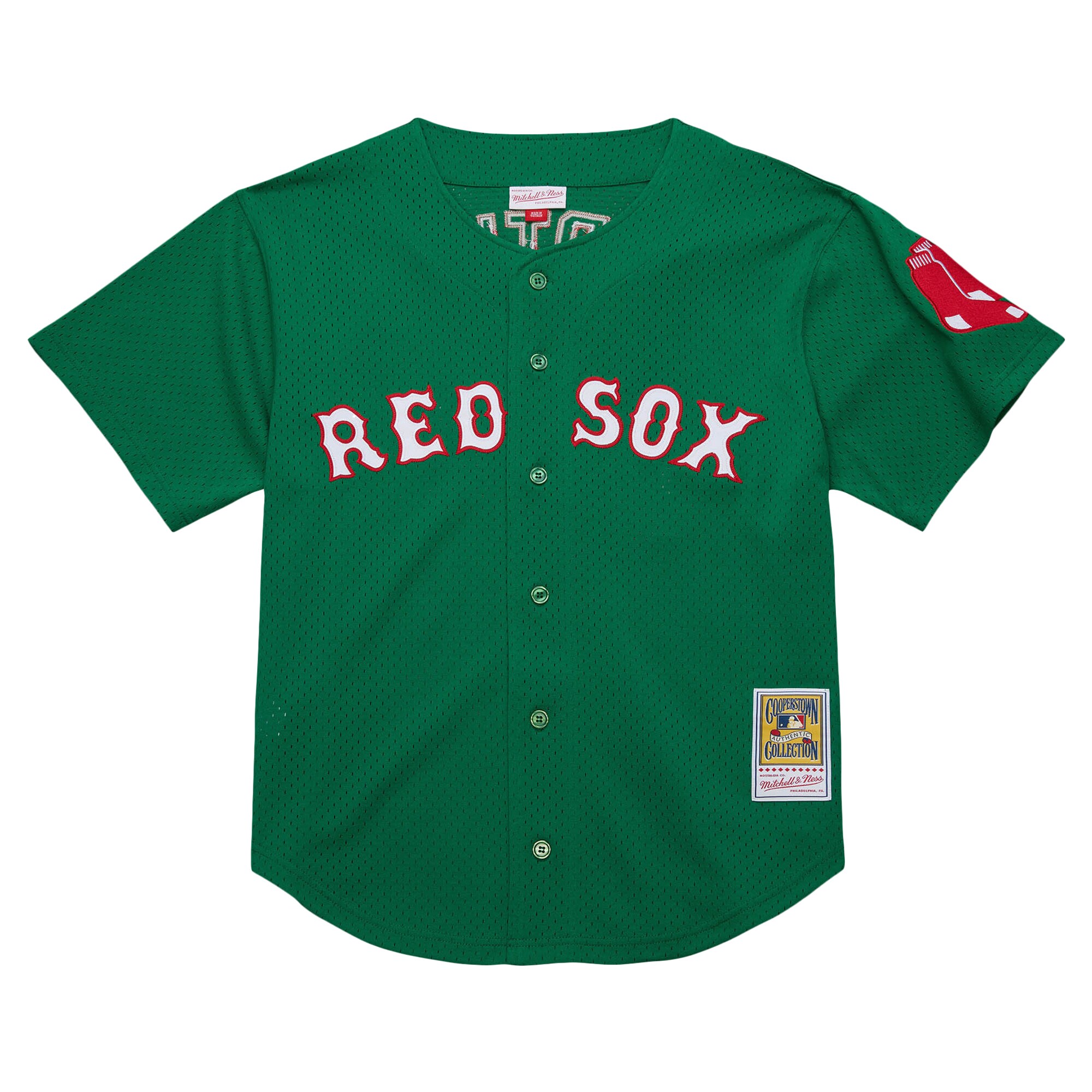 Alternative view of Men's Boston Red Sox David Ortiz Mitchell & Ness Kelly Green Cooperstown Collection Mesh Batting Practice Jersey