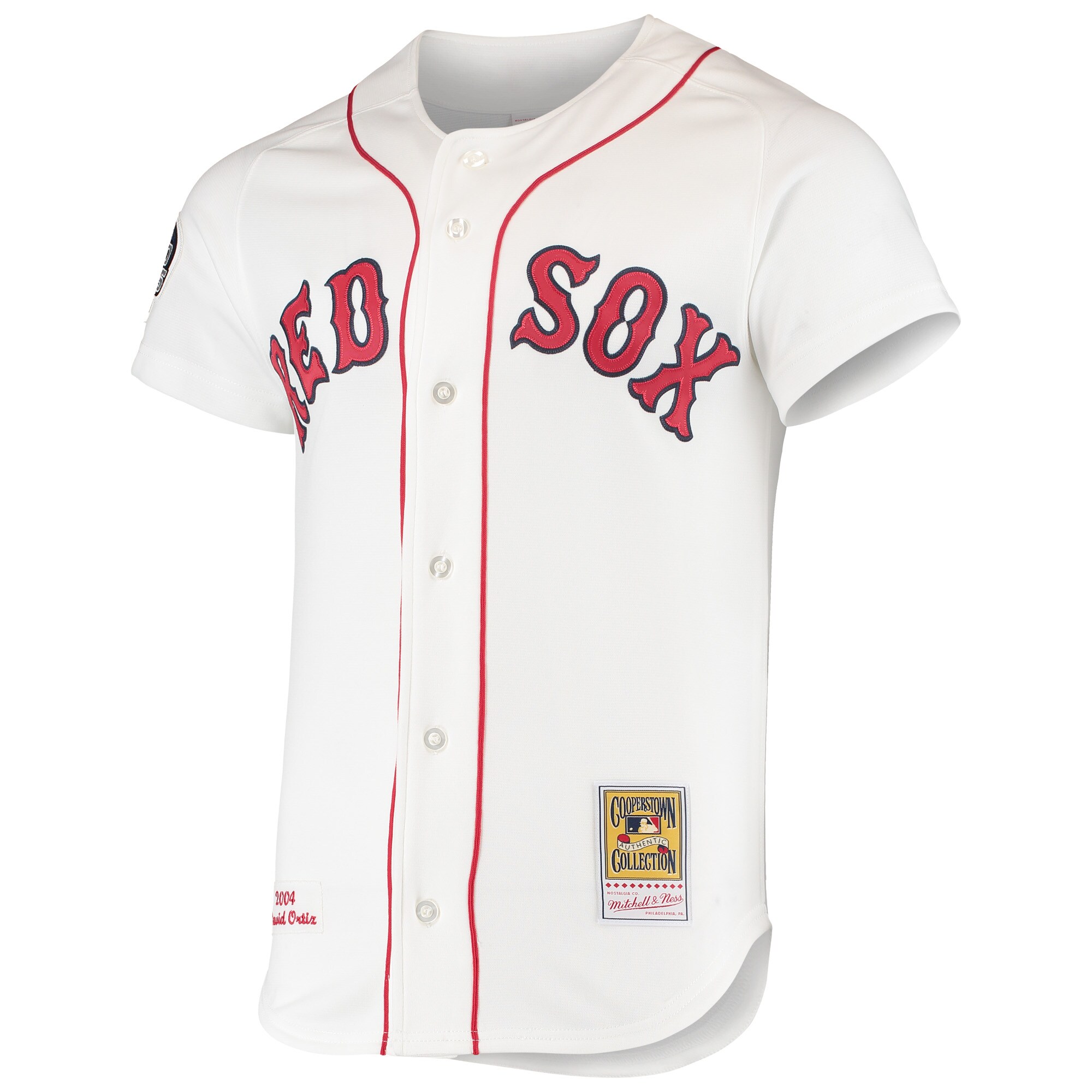 Alternative view of Men's Boston Red Sox David Ortiz Mitchell & Ness White 2004 Cooperstown Collection Home Jersey