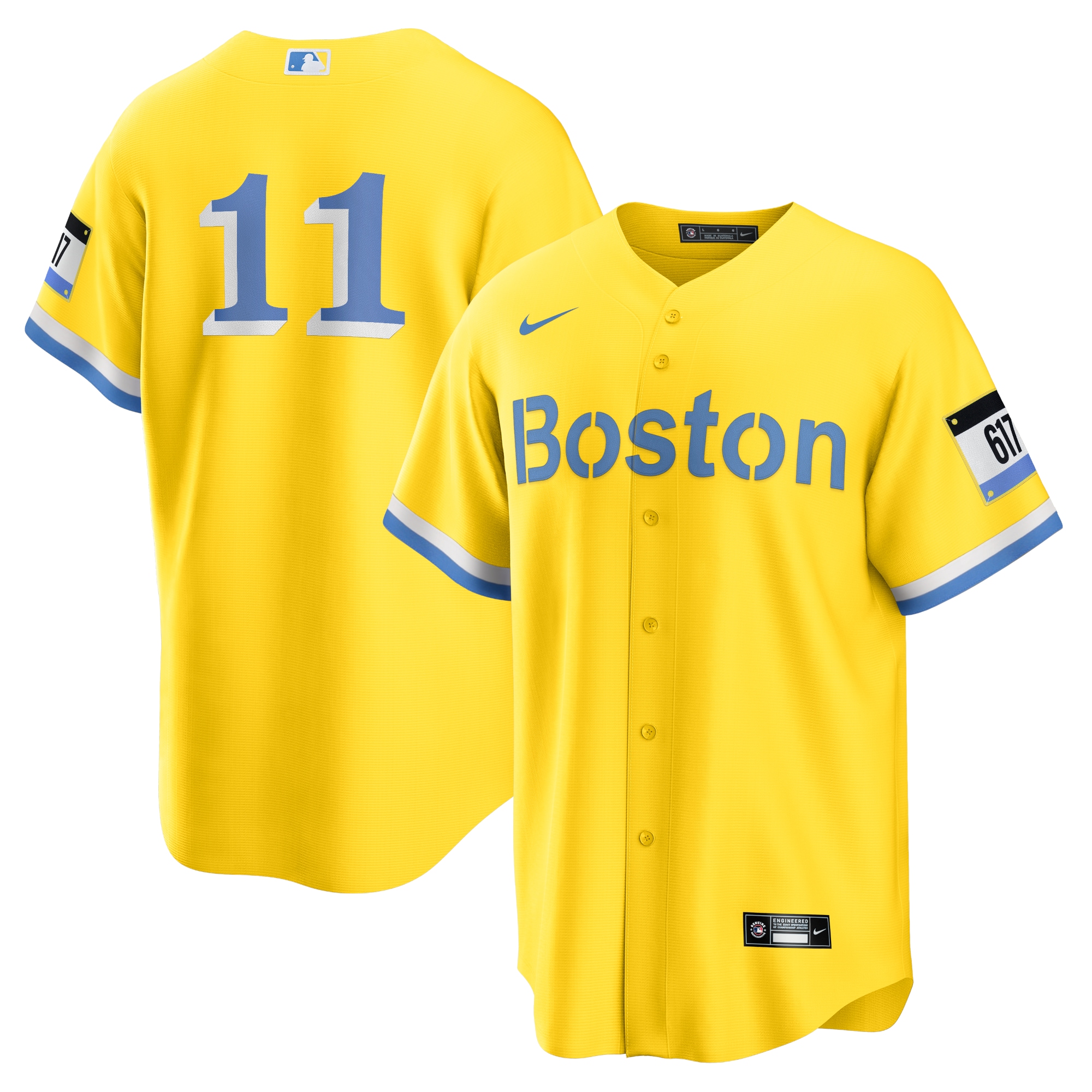Men's Boston Red Sox Rafael Devers Gold/Light Blue City Connect Player Jersey