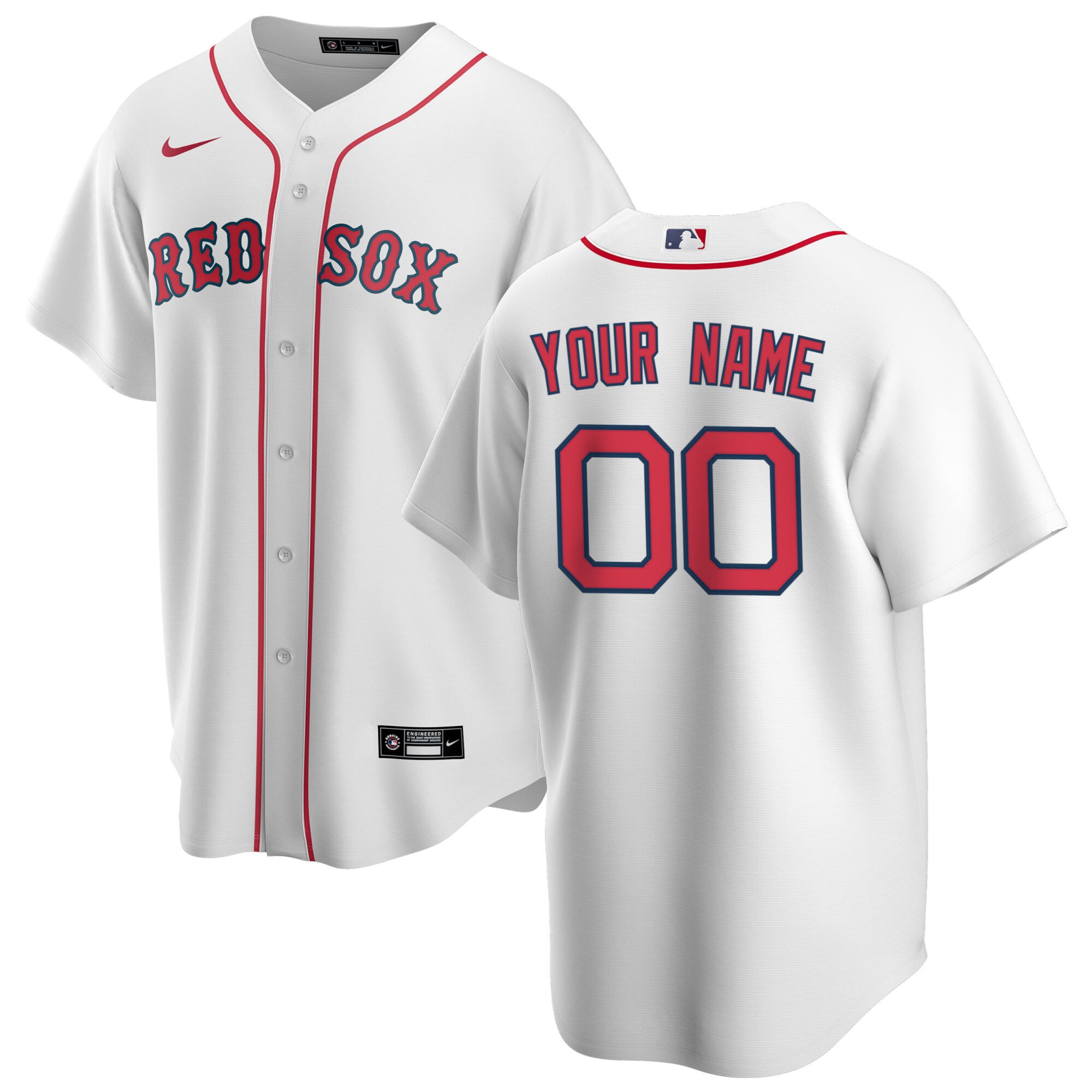 Men's Boston Red Sox White Home Custom Jersey