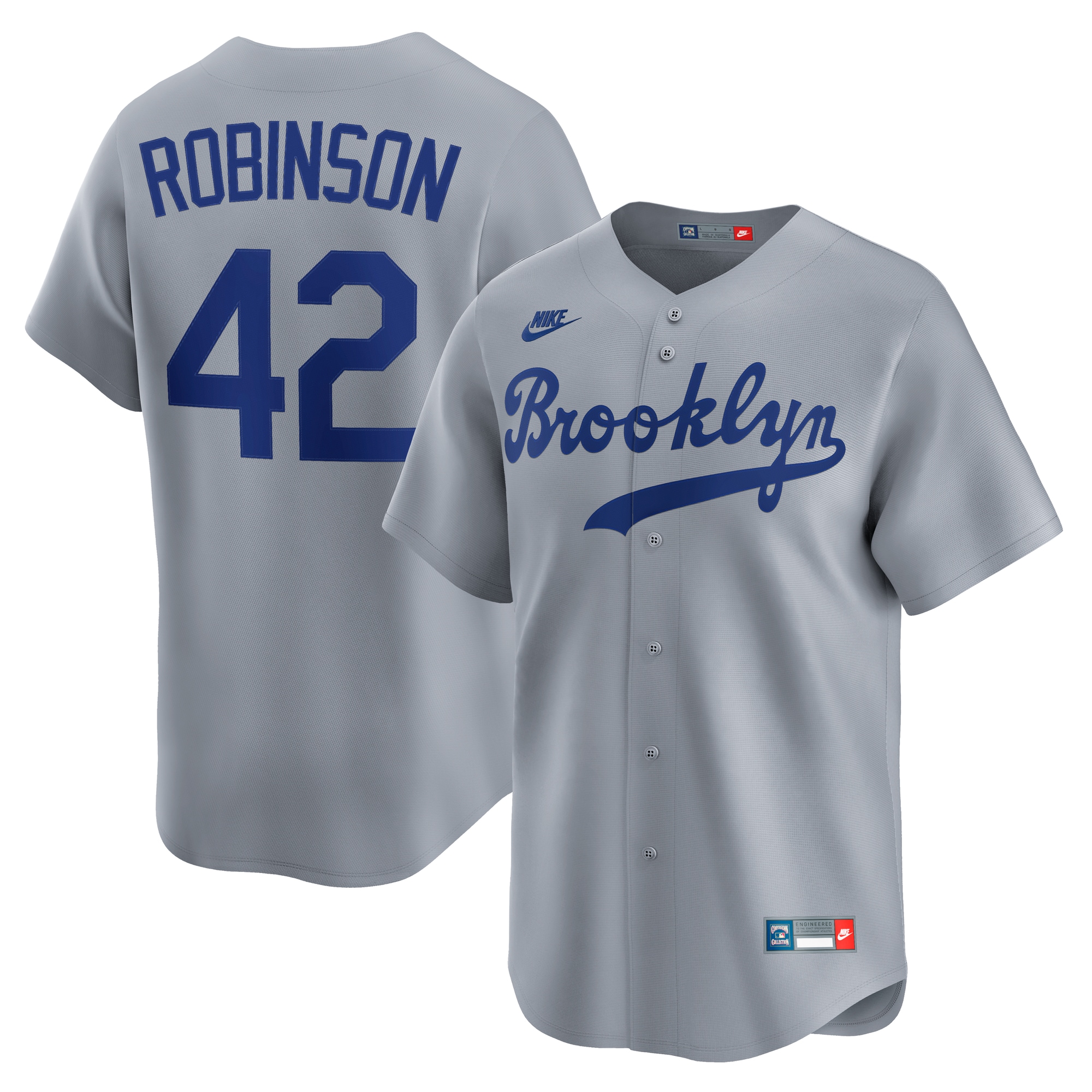 Men's Brooklyn Dodgers Jackie Robinson Gray Throwback Cooperstown Collection Limited Jersey 