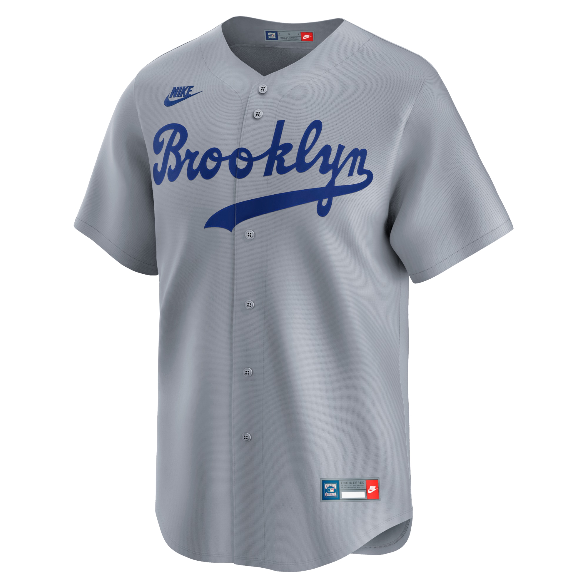 Alternative view of Men's Brooklyn Dodgers Jackie Robinson Gray Throwback Cooperstown Collection Limited Jersey