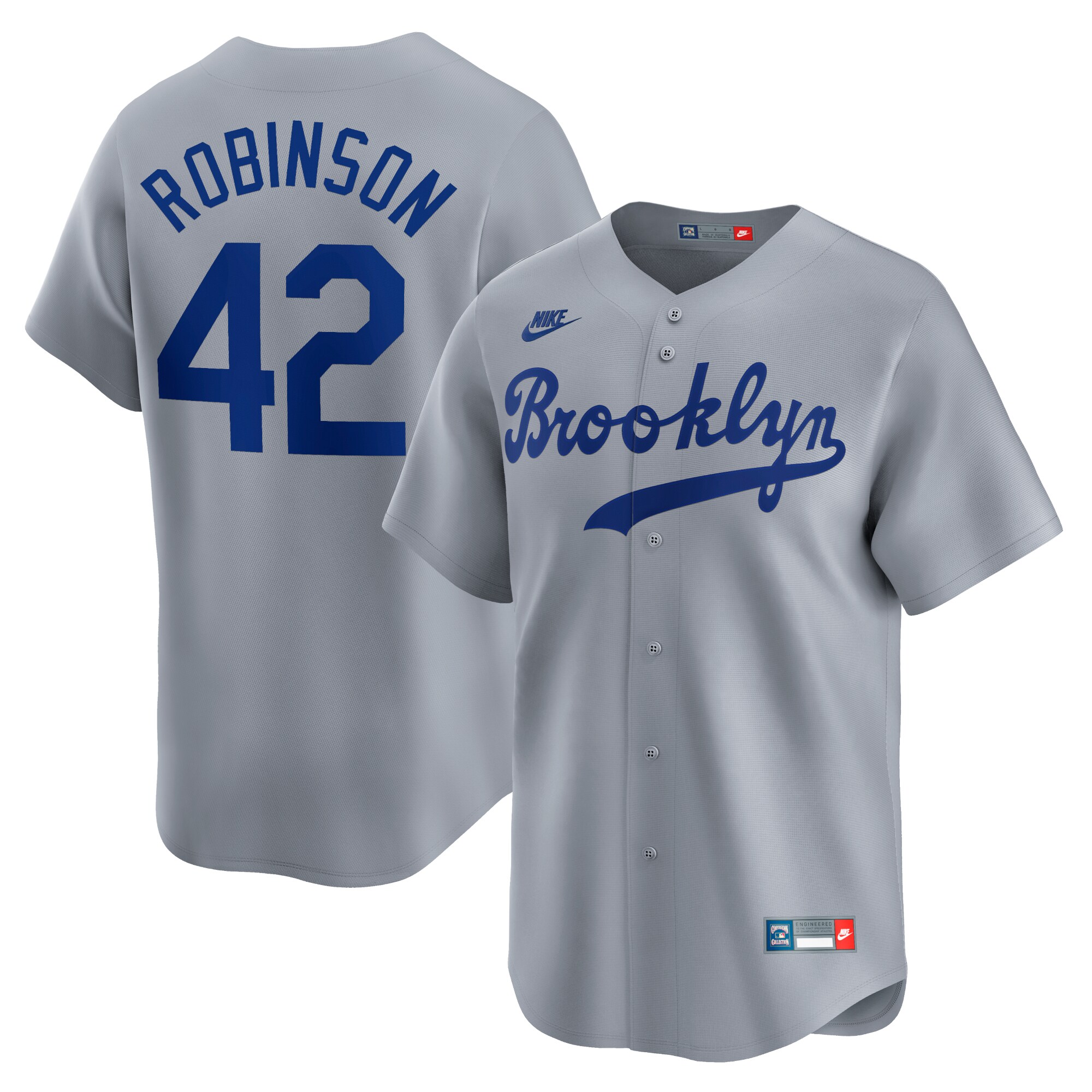 Men's Brooklyn Dodgers Jackie Robinson Gray Throwback Cooperstown Collection Limited Jersey 