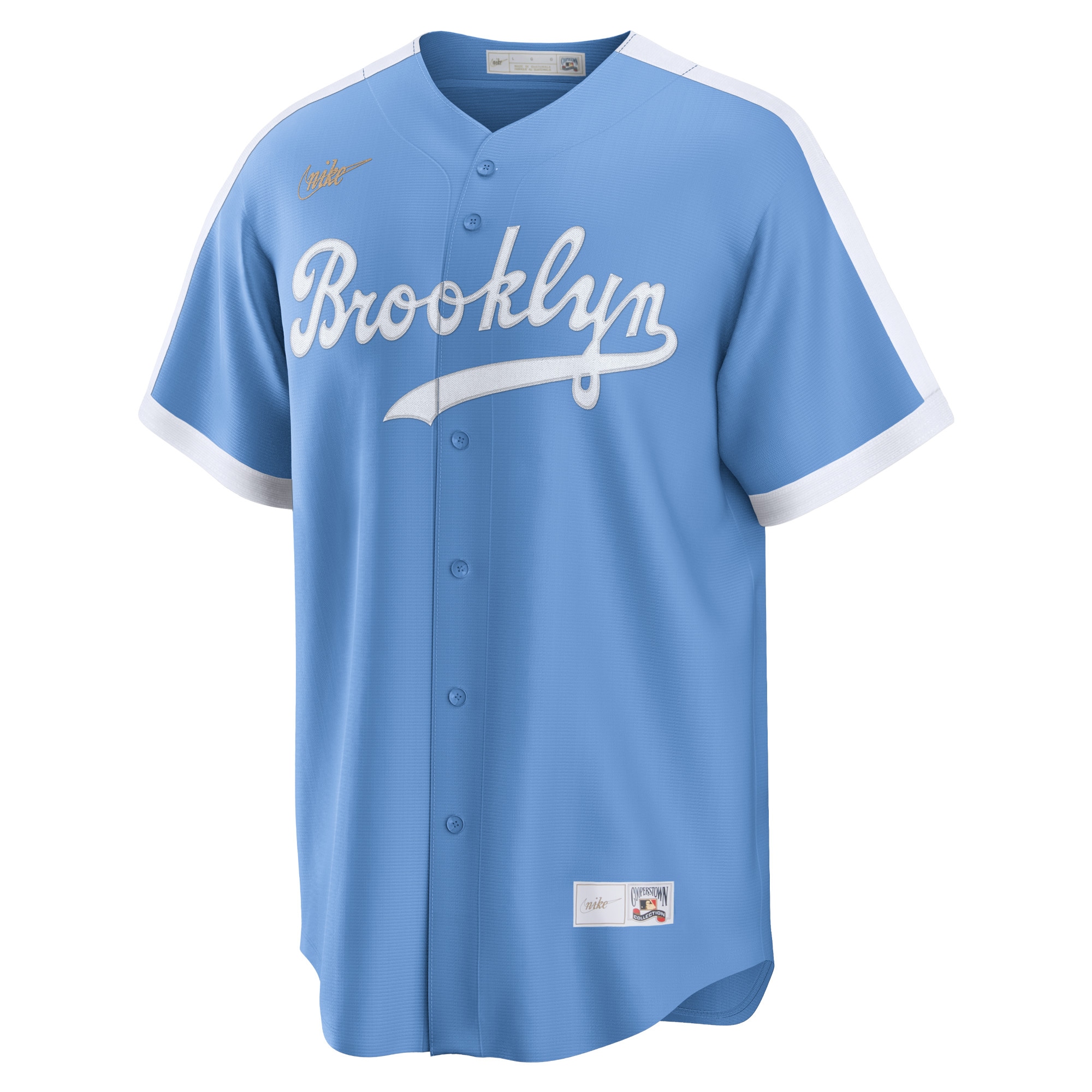 Alternative view of Men's Brooklyn Dodgers Jackie Robinson Light Blue Alternate Cooperstown Collection Player Jersey