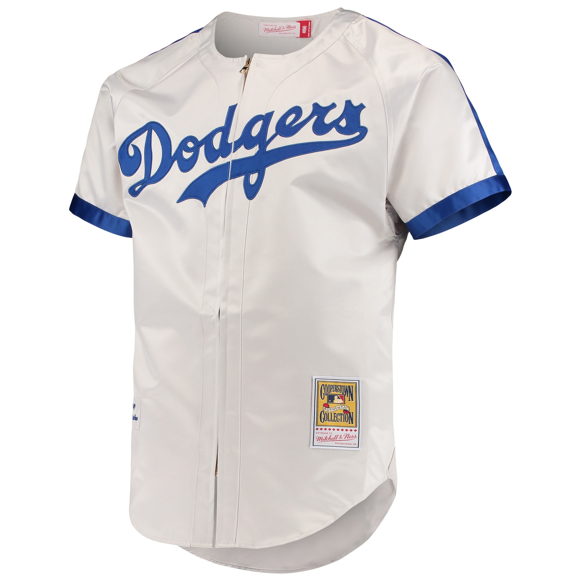 Alternative view of Men's Brooklyn Dodgers Jackie Robinson Mitchell & Ness Gray Cooperstown Collection Jersey
