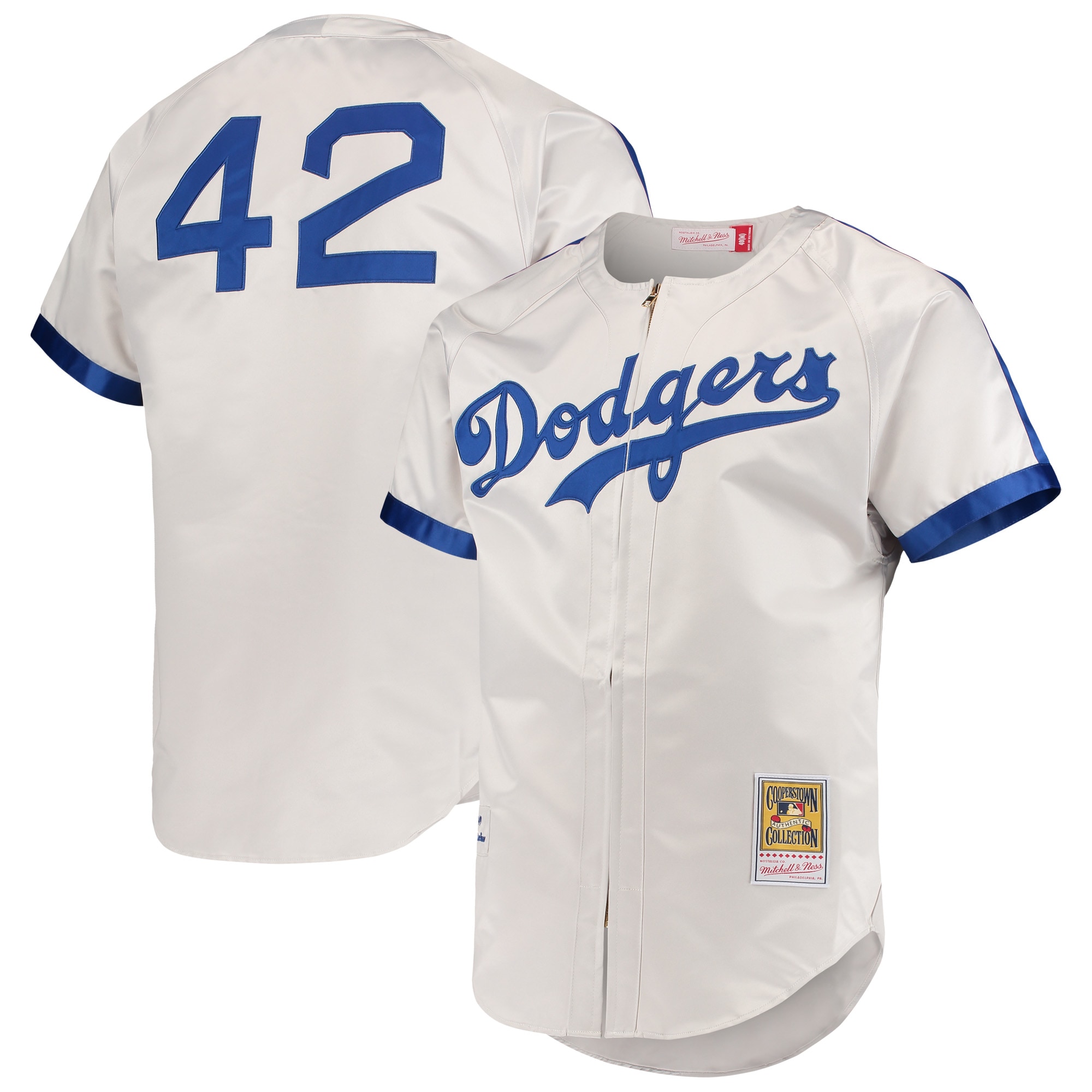 Men's Brooklyn Dodgers Jackie Robinson Mitchell & Ness Gray Cooperstown Collection Jersey 