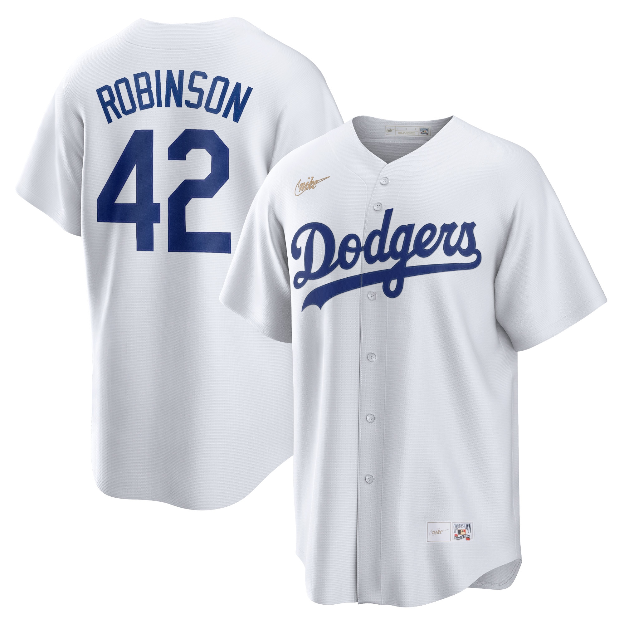 Men's Brooklyn Dodgers Jackie Robinson White Home Cooperstown Collection Player Jersey 