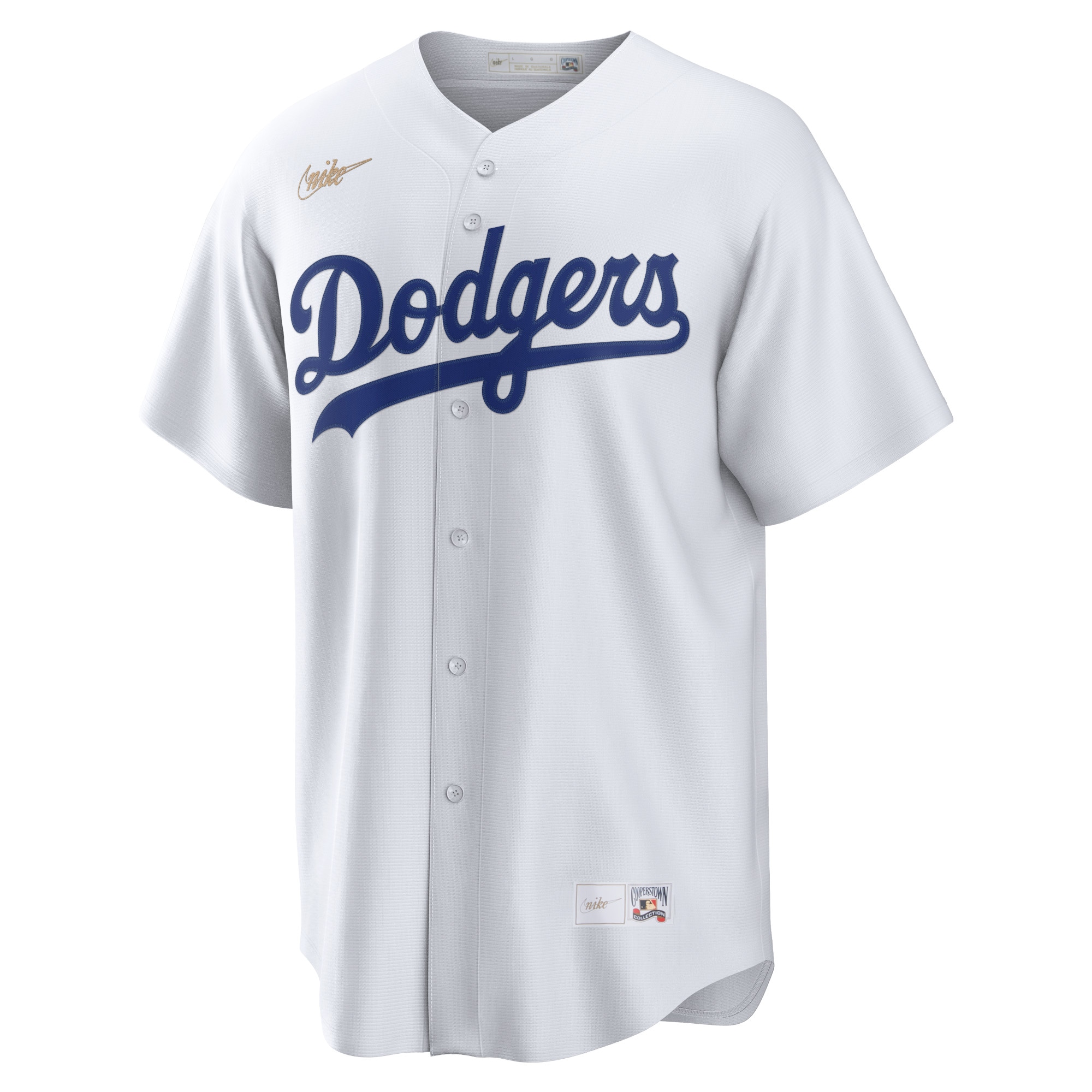 Alternative view of Men's Brooklyn Dodgers Jackie Robinson White Home Cooperstown Collection Player Jersey 