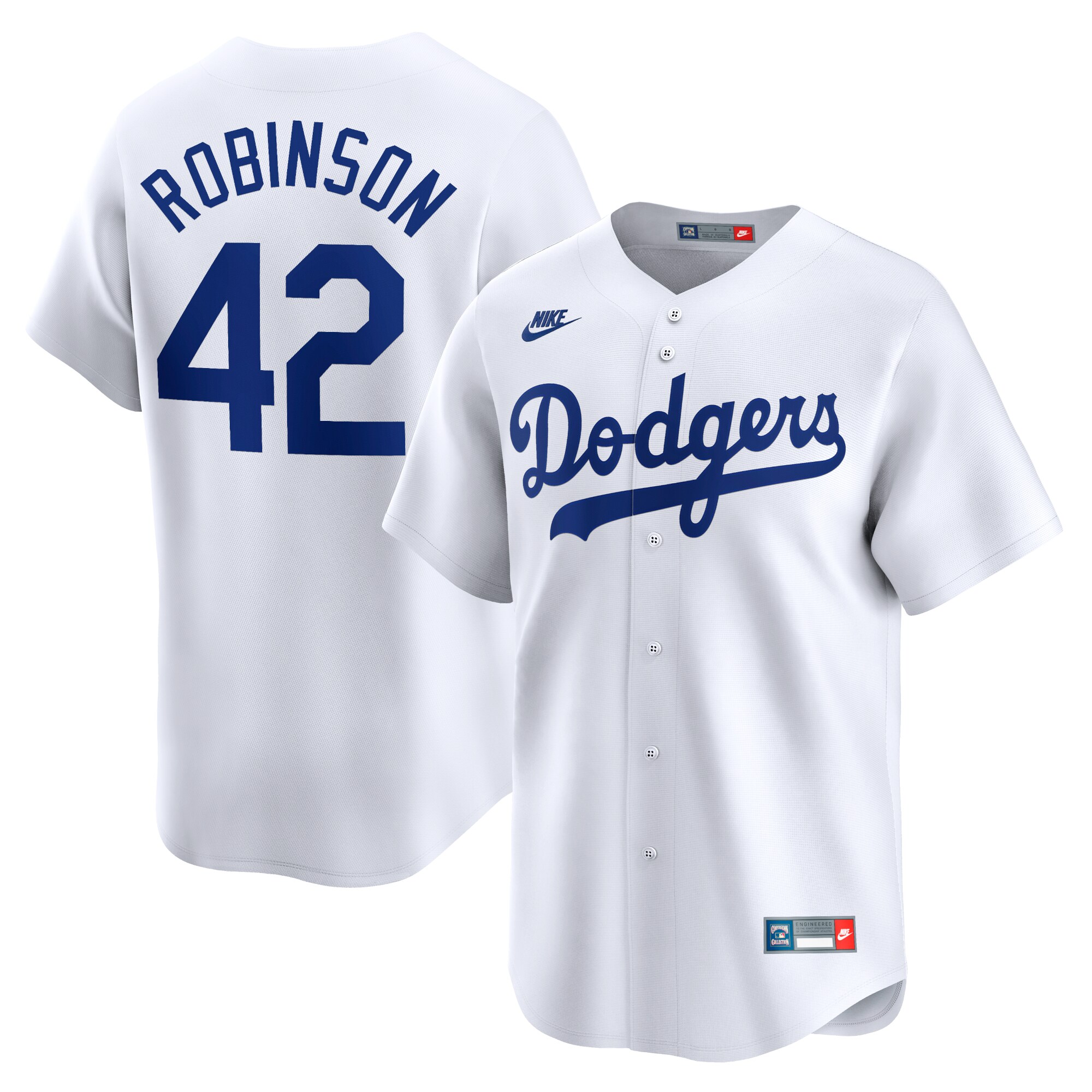Men's Brooklyn Dodgers Jackie Robinson White Throwback Cooperstown Collection Limited Jersey 