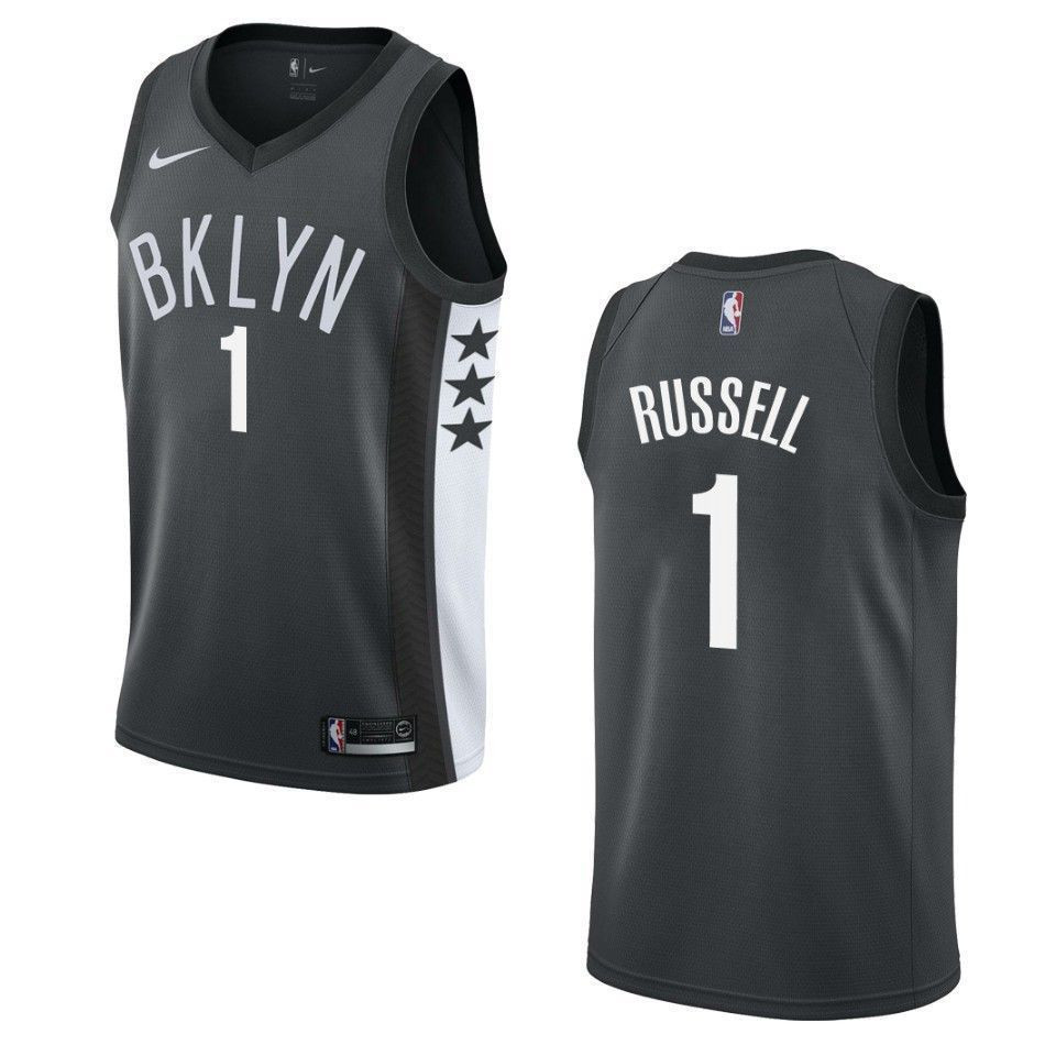 Men's Brooklyn Nets 1 D'angelo Russell Statement Swingman Jersey - Black - JS229 