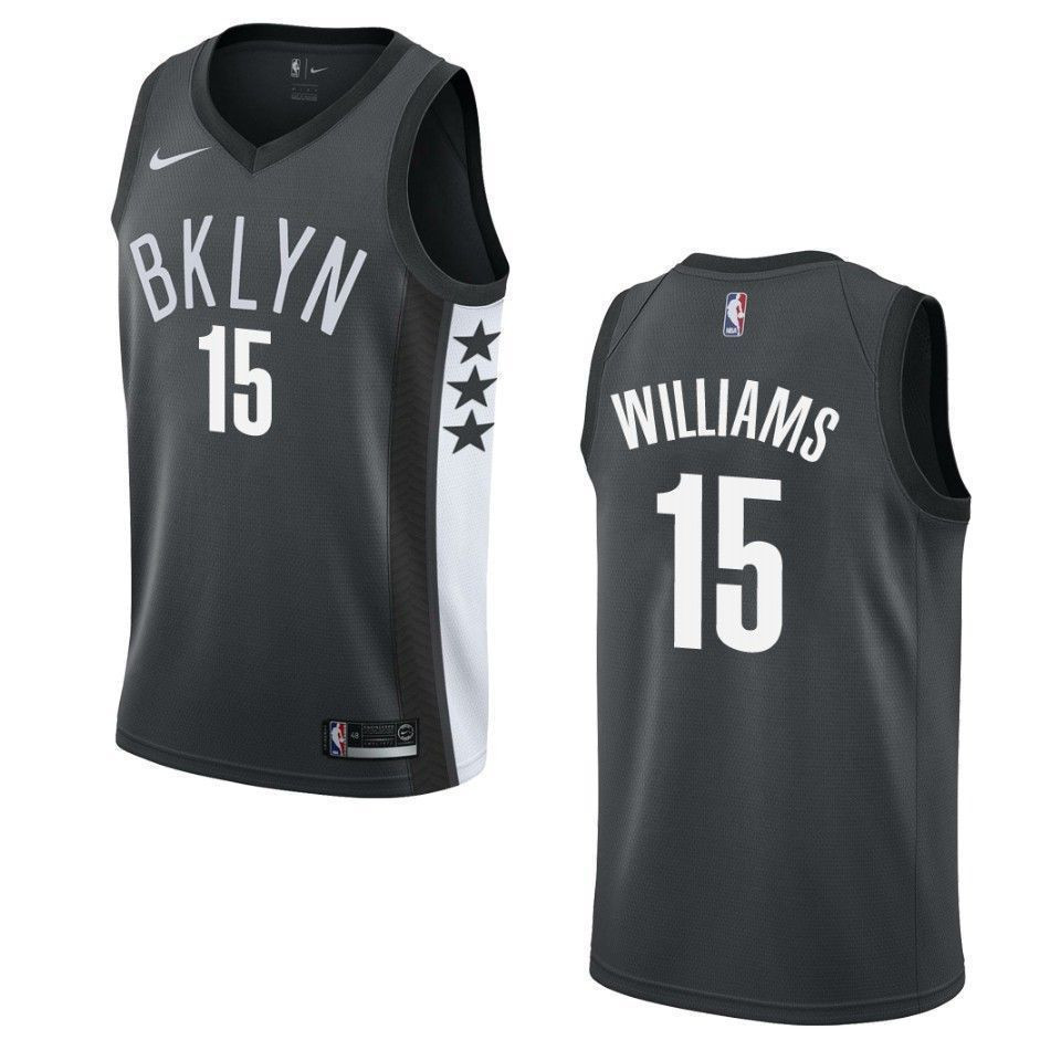 Men's Brooklyn Nets 15 Alan Williams Statement Swingman Jersey - Black - JS661 