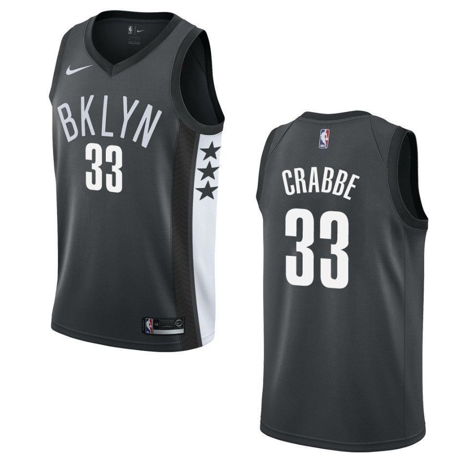 Men's Brooklyn Nets 33 Allen Crabbe Statement Swingman Jersey - Black - JS916 