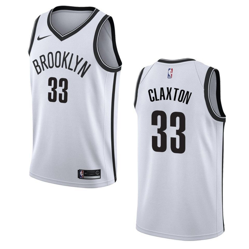 Men's Brooklyn Nets 33 Nicolas Claxton Association Swingman Jersey - White - JS815 