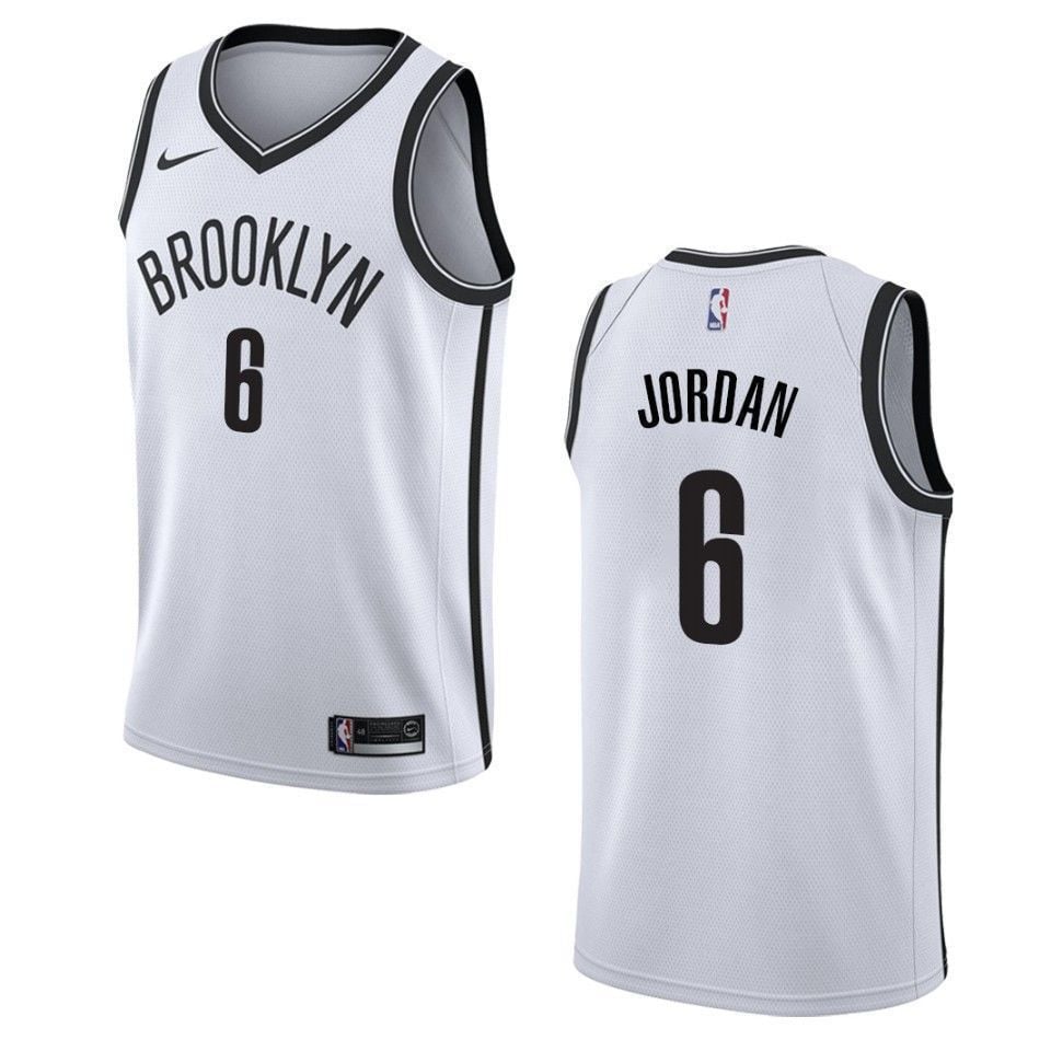 Men's Brooklyn Nets 6 Deandre Jordan Association Swingman Jersey - White - JS669 