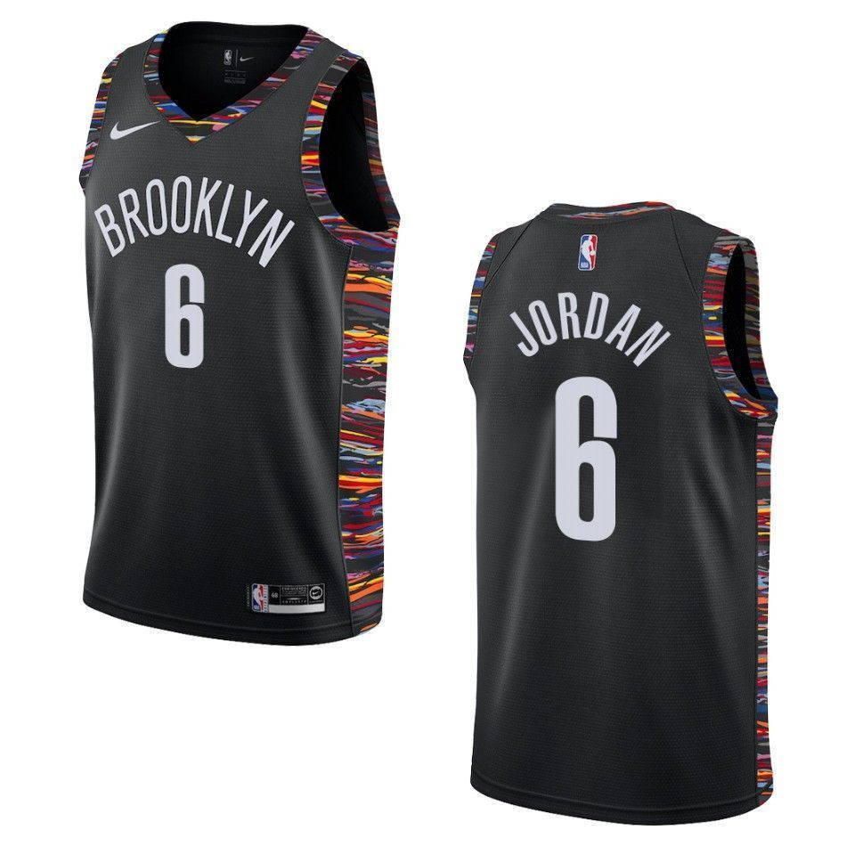 Men's Brooklyn Nets 6 Deandre Jordan City Swingman Jersey - Black - JS215 