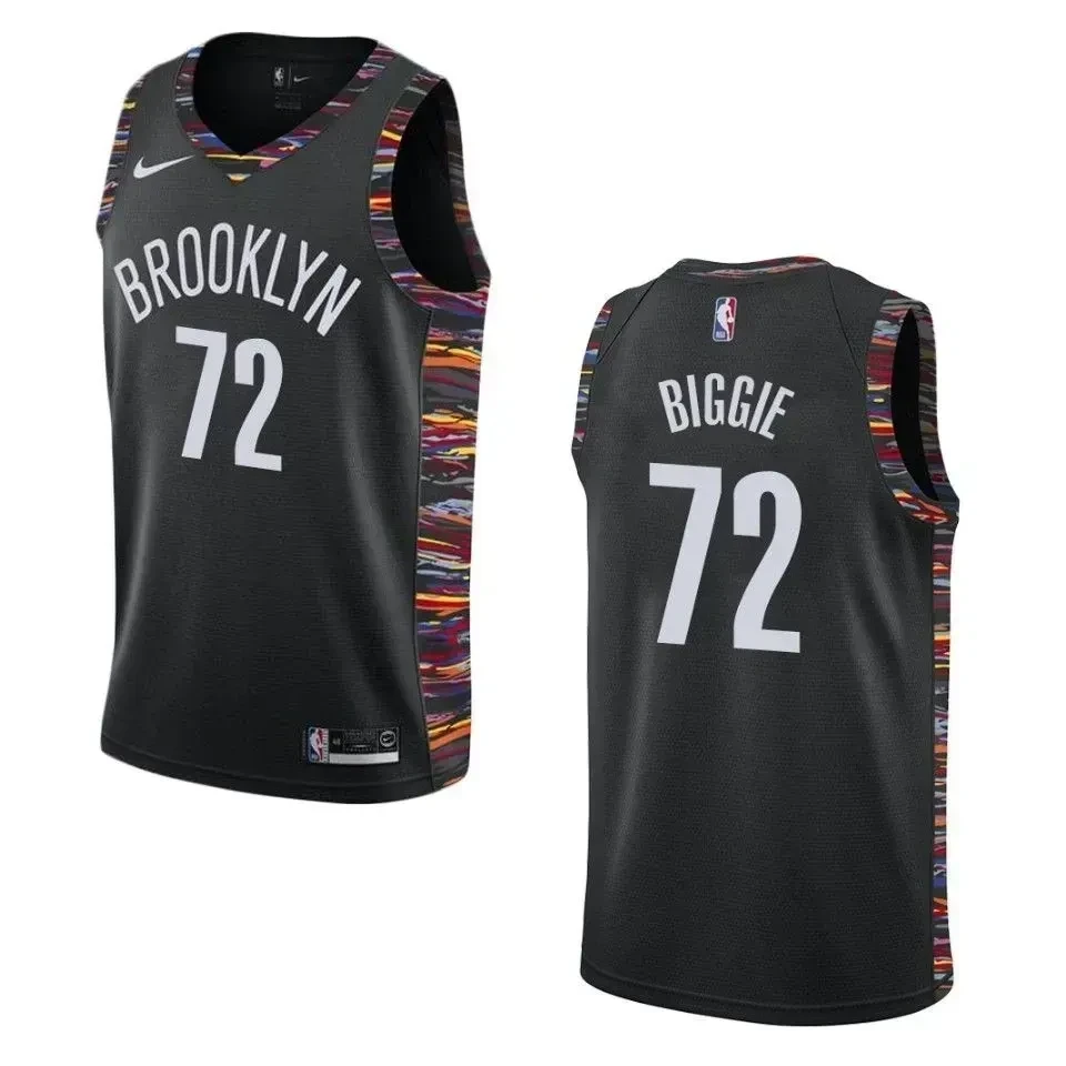 Men's Brooklyn Nets 72 Biggie Smalls City Jersey - Black - JS725 