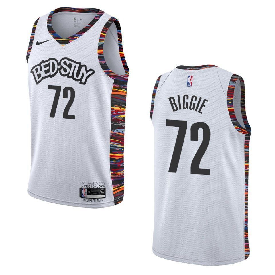 Men's Brooklyn Nets 72 Biggie Smalls City Jersey - White - JS176 