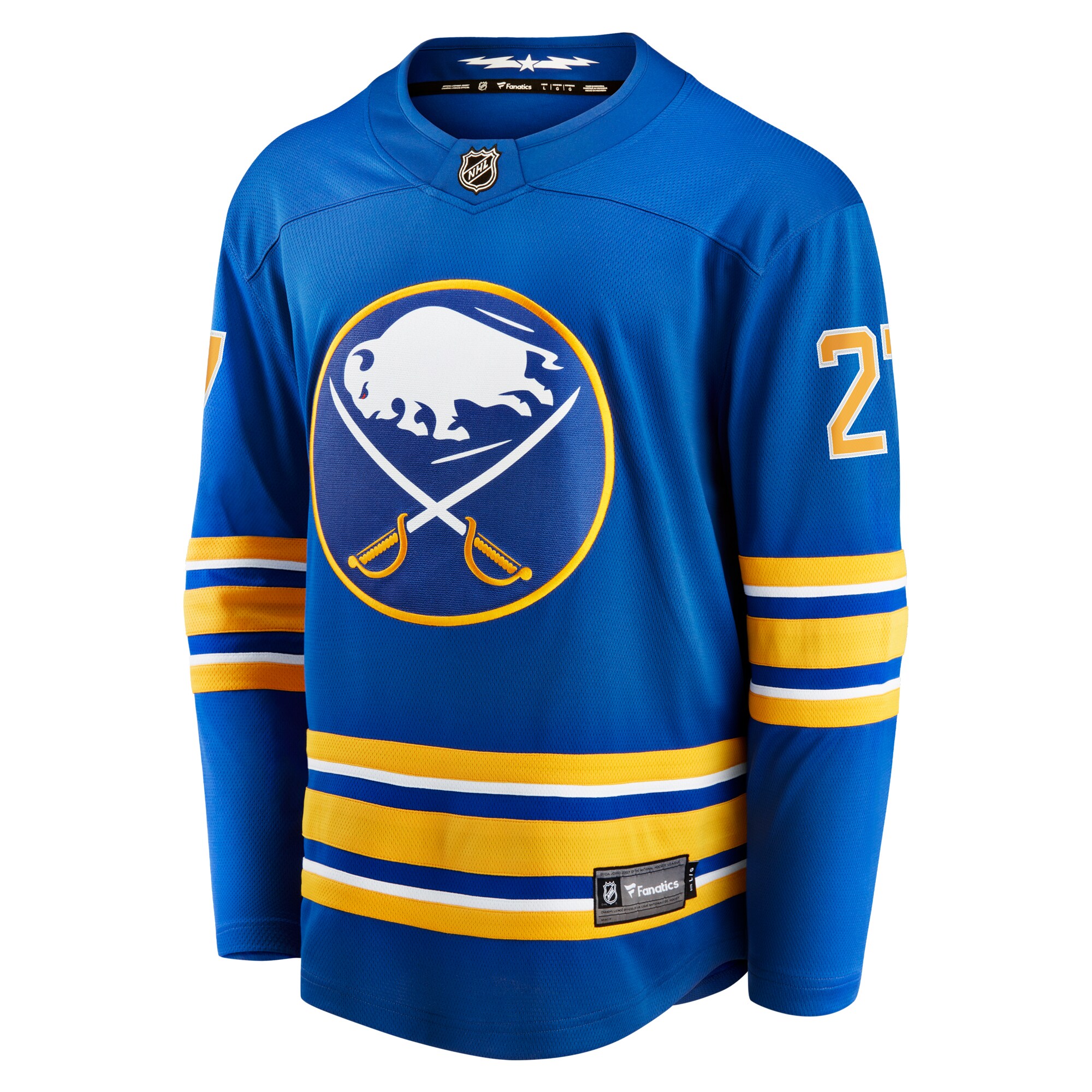 Alternative view of Men's Buffalo Sabres Devon Levi Royal Home Breakaway Jersey - JS656 