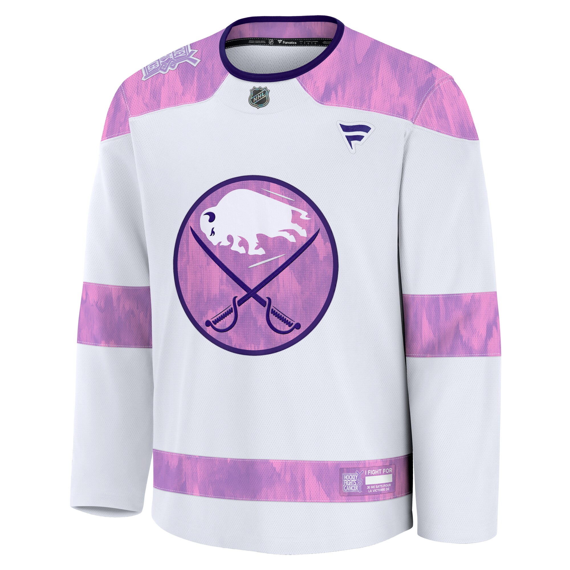Alternative view of Men's Buffalo Sabres White 2024 Hockey Fights Cancer Practice Jersey - JS807 