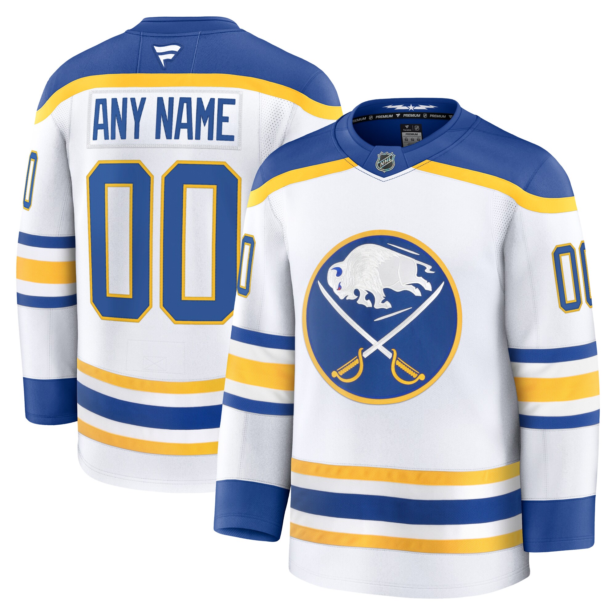 Men's Buffalo Sabres White Away Premium Custom Jersey - JS557 