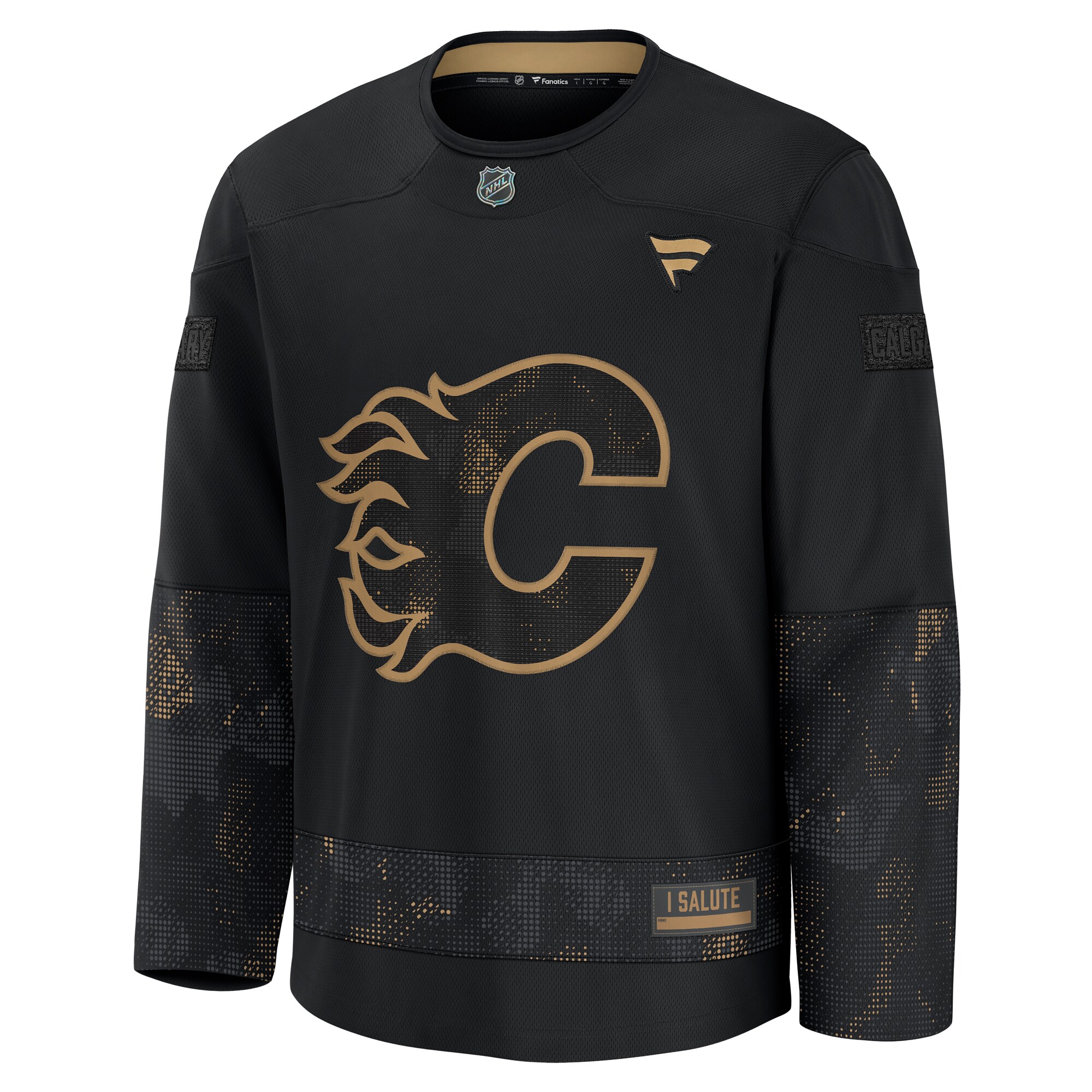 Alternative view of Men's Calgary Flames Black 2024 Military Appreciation Practice Jersey - JS340 