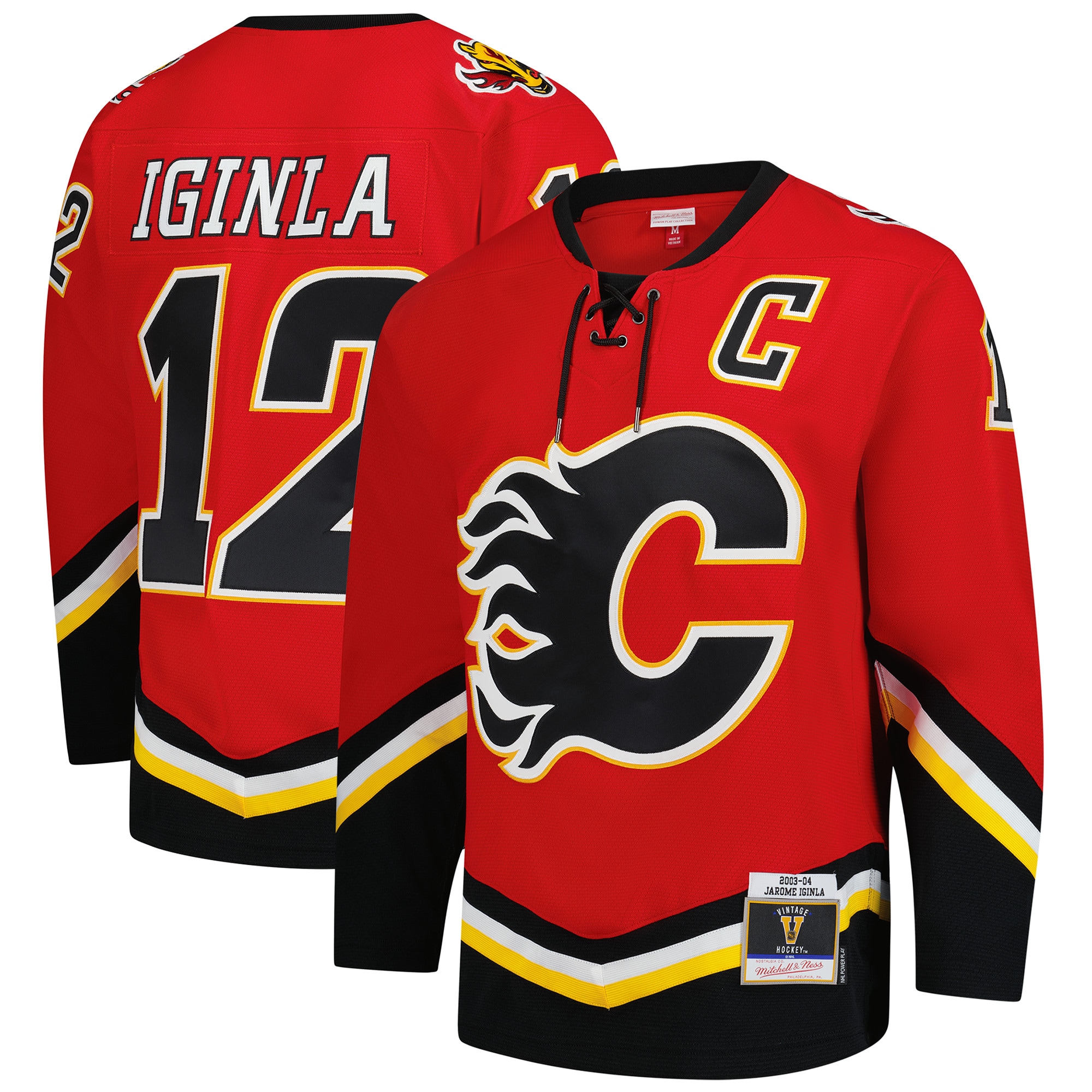 Men's Calgary Flames Jarome Iginla Mitchell & Ness Red 2003-04 Power Play Jersey - JS761 