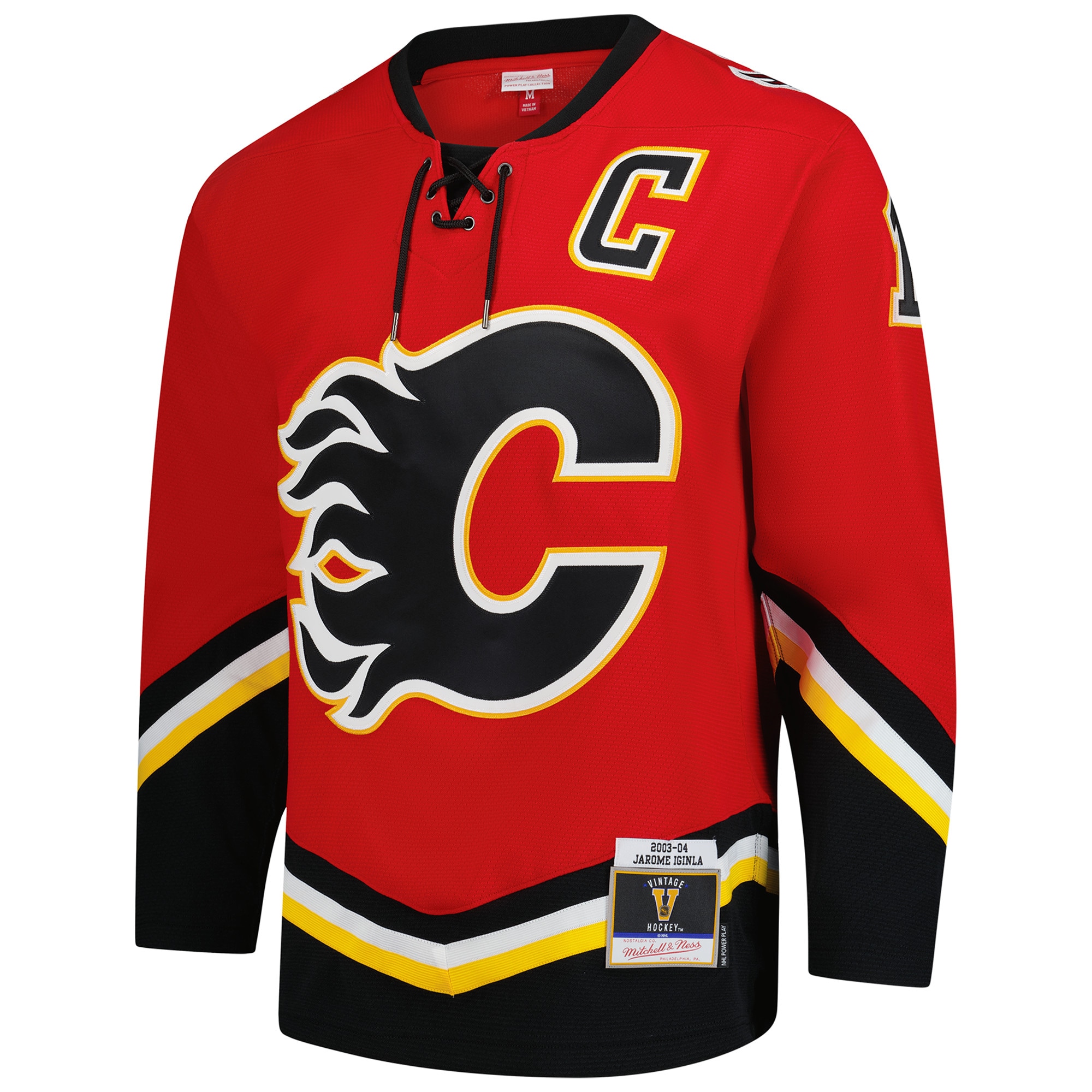 Alternative view of Men's Calgary Flames Jarome Iginla Mitchell & Ness Red 2003-04 Power Play Jersey - JS761 