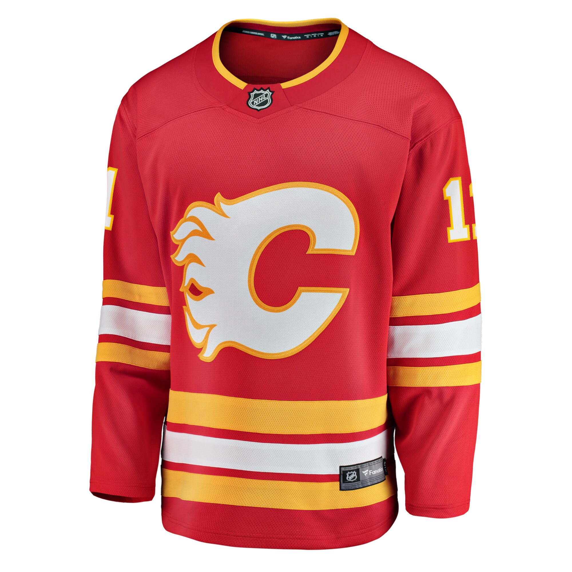 Alternative view of Men's Calgary Flames Mikael Backlund Red Home Breakaway Player Jersey - JS865 