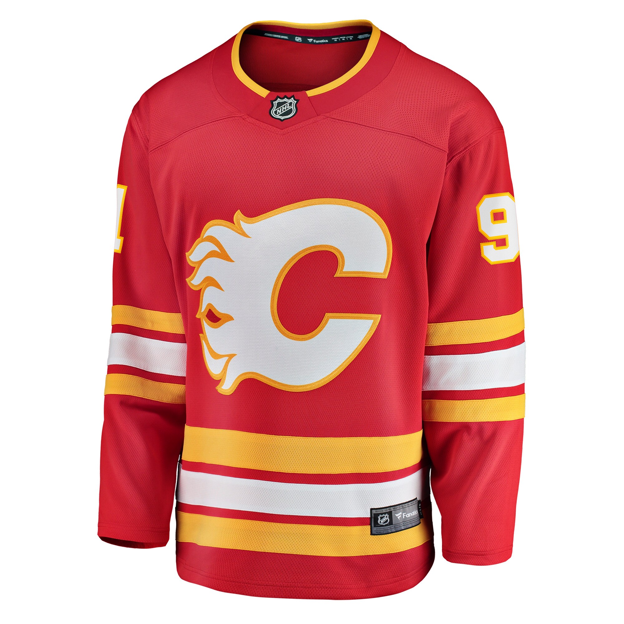 Alternative view of Men's Calgary Flames Nazem Kadri Red Home Breakaway Player Jersey - JS727 