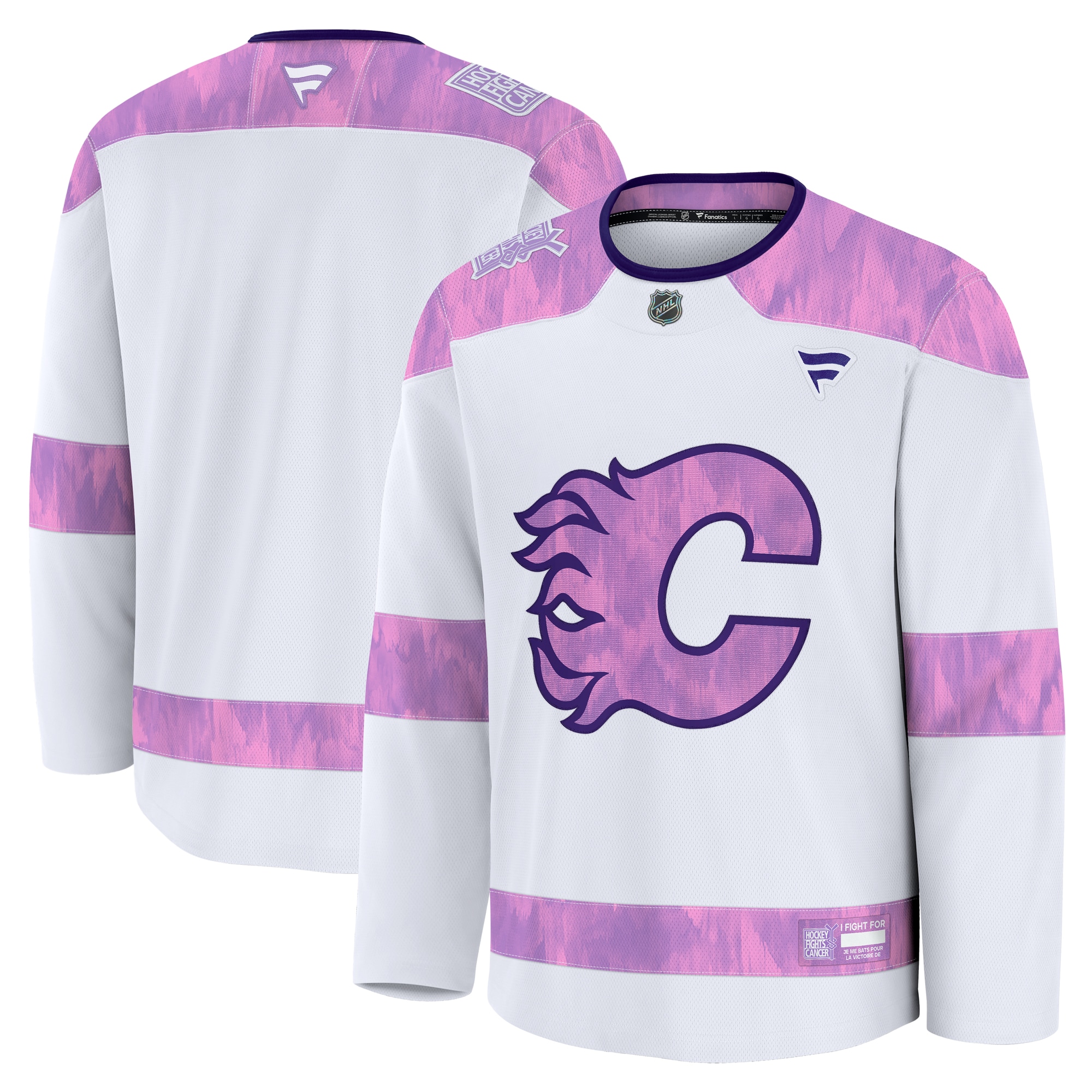 Men's Calgary Flames White 2024 Hockey Fights Cancer Practice Jersey - JS313 