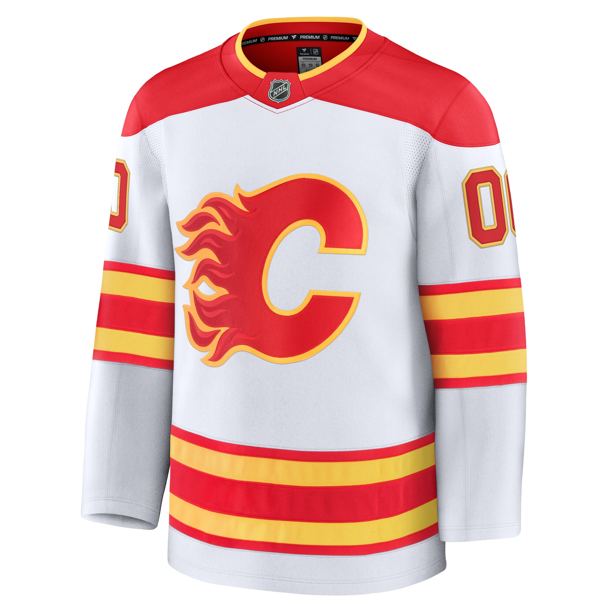 Alternative view of Men's Calgary Flames White Away Premium Custom Jersey - JS121 