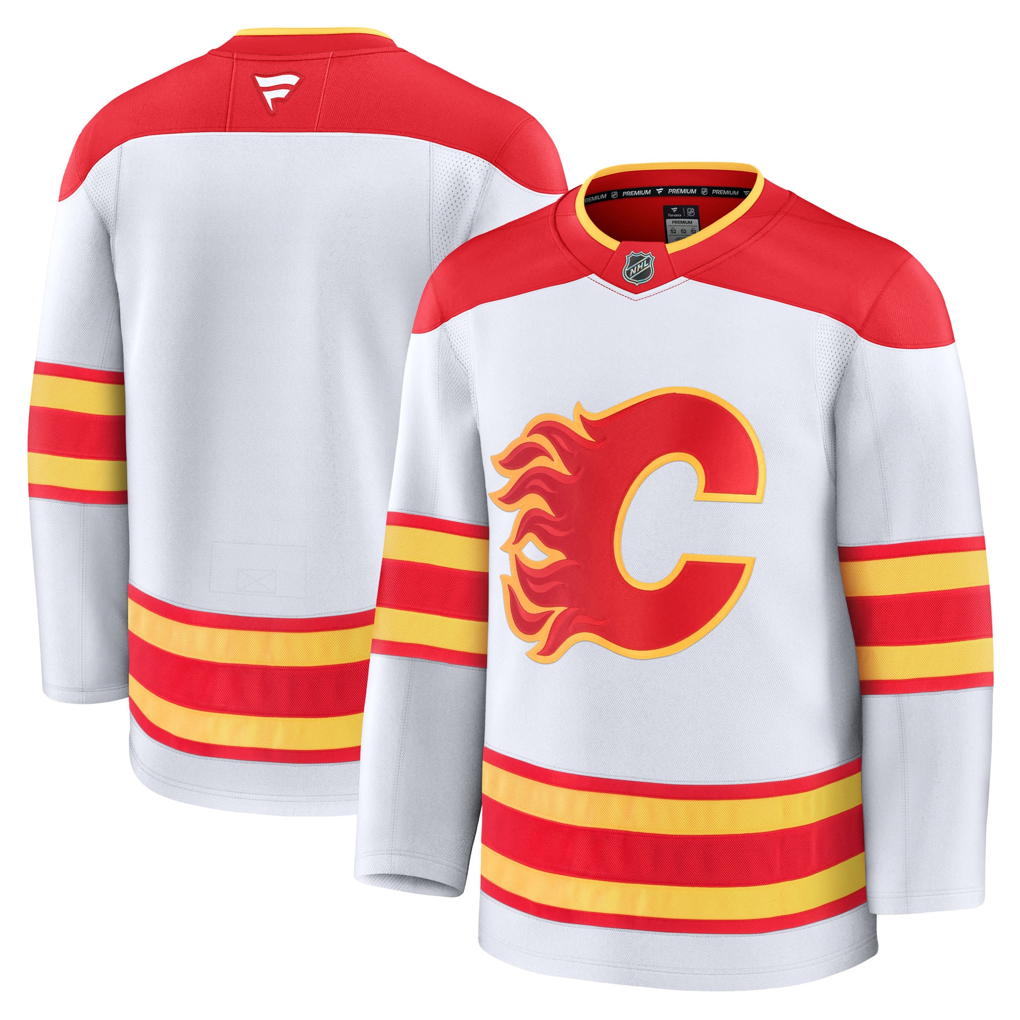 Men's Calgary Flames White Away Premium Jersey - JS957 