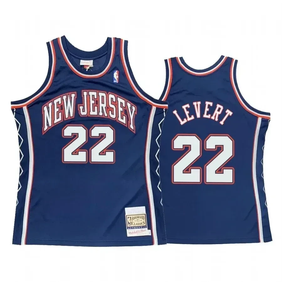 Men's Caris Levert 22 Brooklyn Nets Blue Hardwood Classics Jersey - JS899 