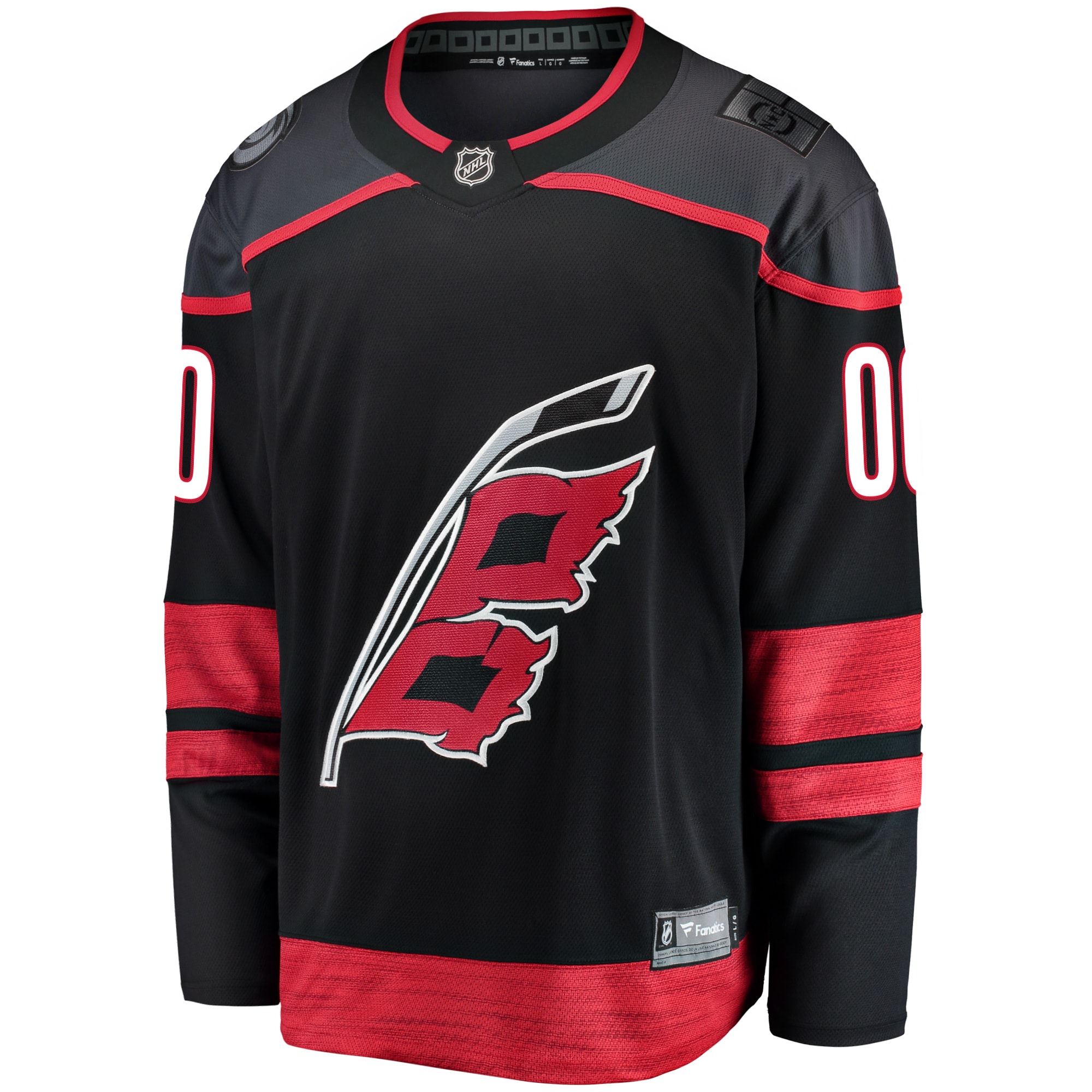 Alternative view of Men's Carolina Hurricanes Black Home Breakaway Custom Jersey - JS345 