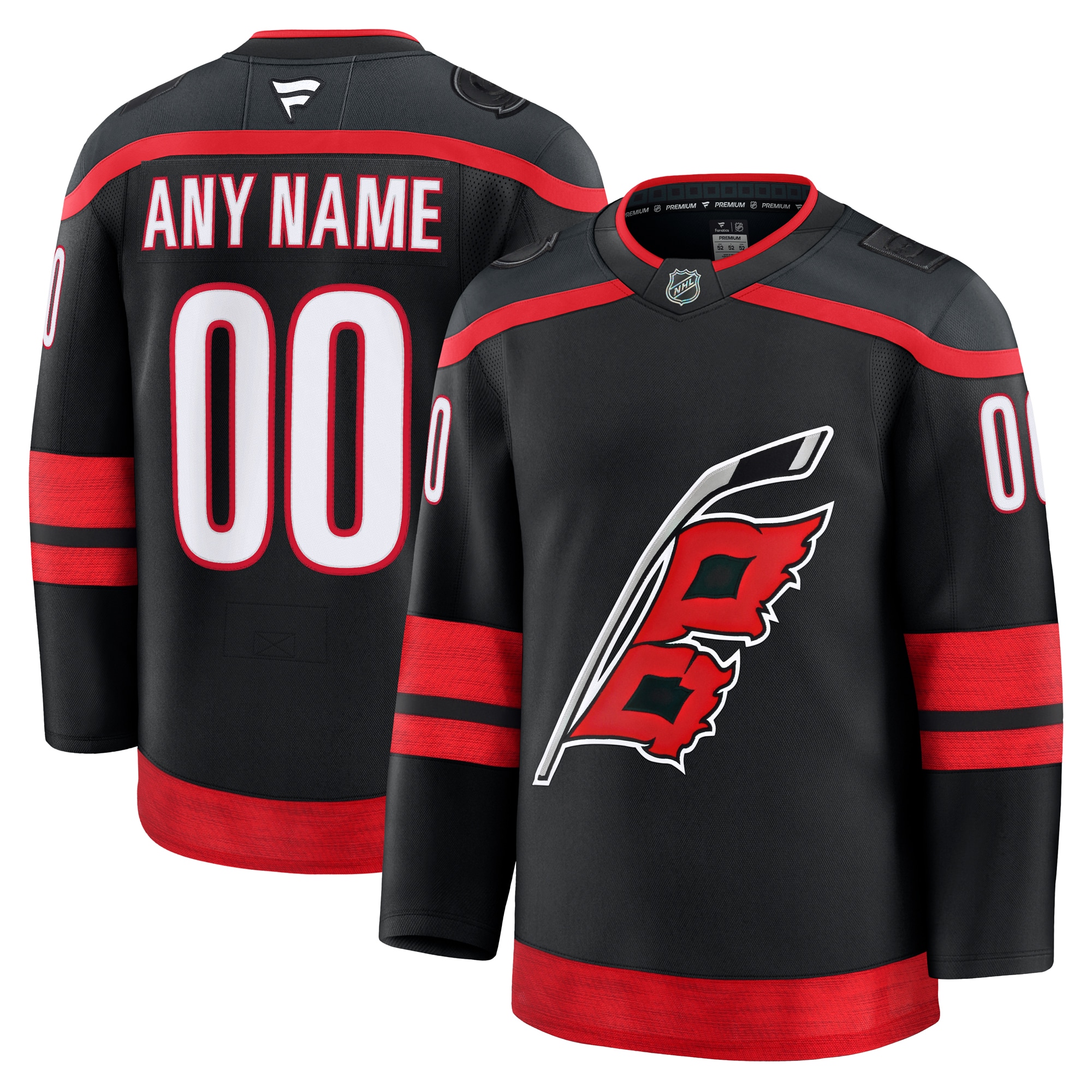 Men's Carolina Hurricanes Black Home Premium Custom Jersey - JS576 