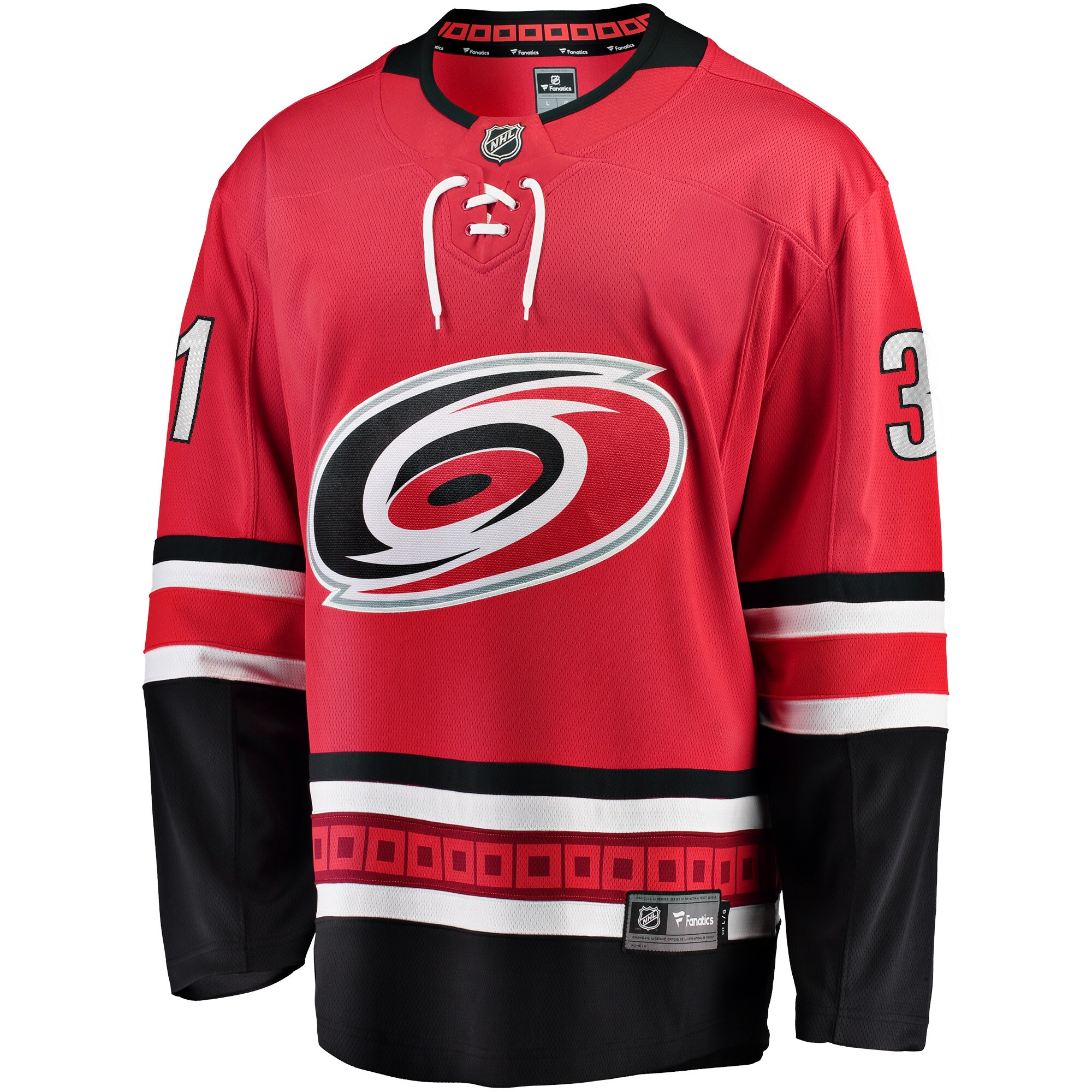 Alternative view of Men's Carolina Hurricanes Frederik Andersen Red Alternate Breakaway Player Jersey - JS645 