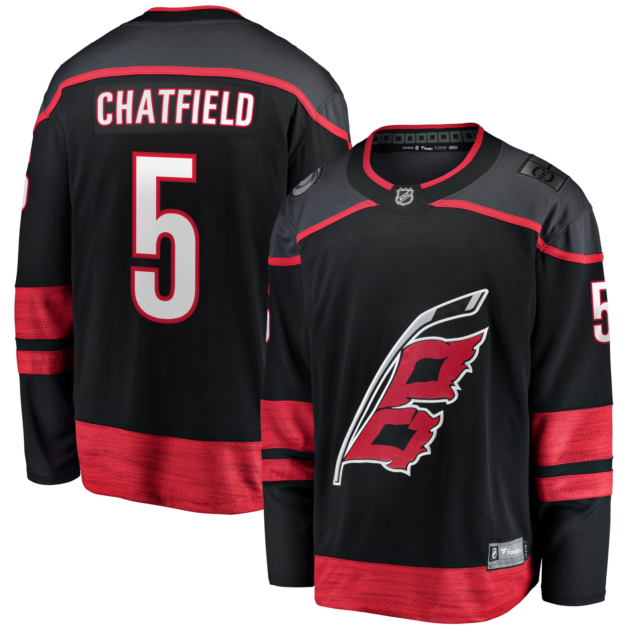 Men's Carolina Hurricanes Jalen Chatfield Black Home Premier Breakaway Player Jersey - JS171 