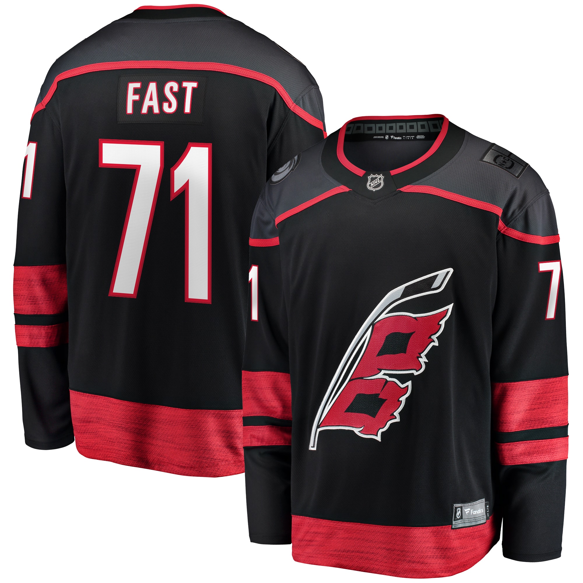 Men's Carolina Hurricanes Jesper Fast Black Home Breakaway Jersey - JS492 