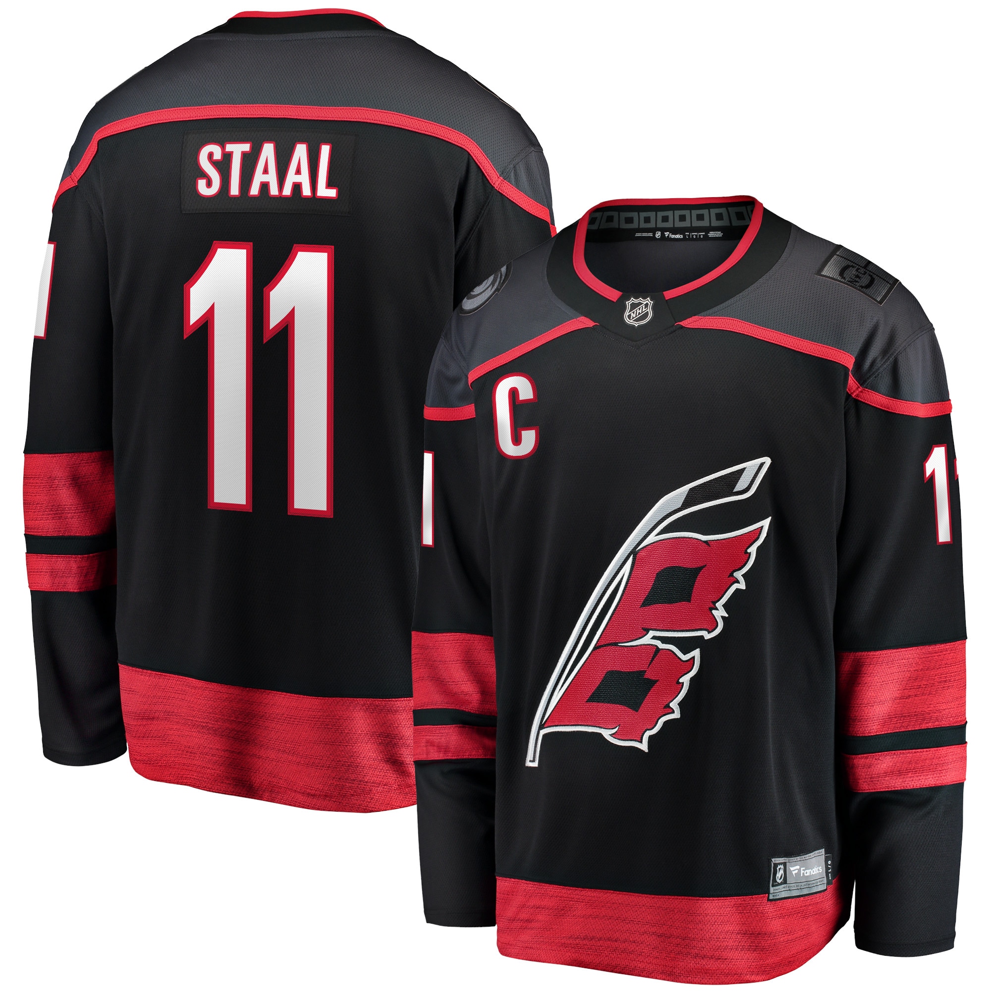 Men's Carolina Hurricanes Jordan Staal Black Home Captain Patch Breakaway Player Jersey - JS825 