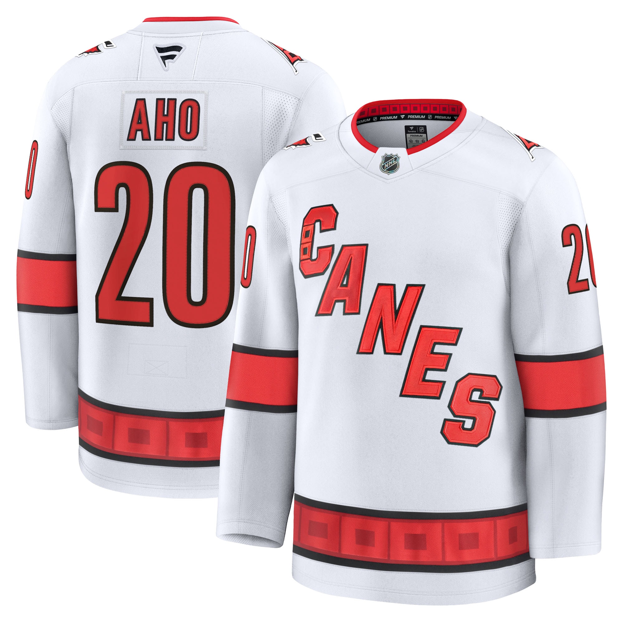 Men's Carolina Hurricanes Sebastian Aho White Away Premium Jersey - JS722 