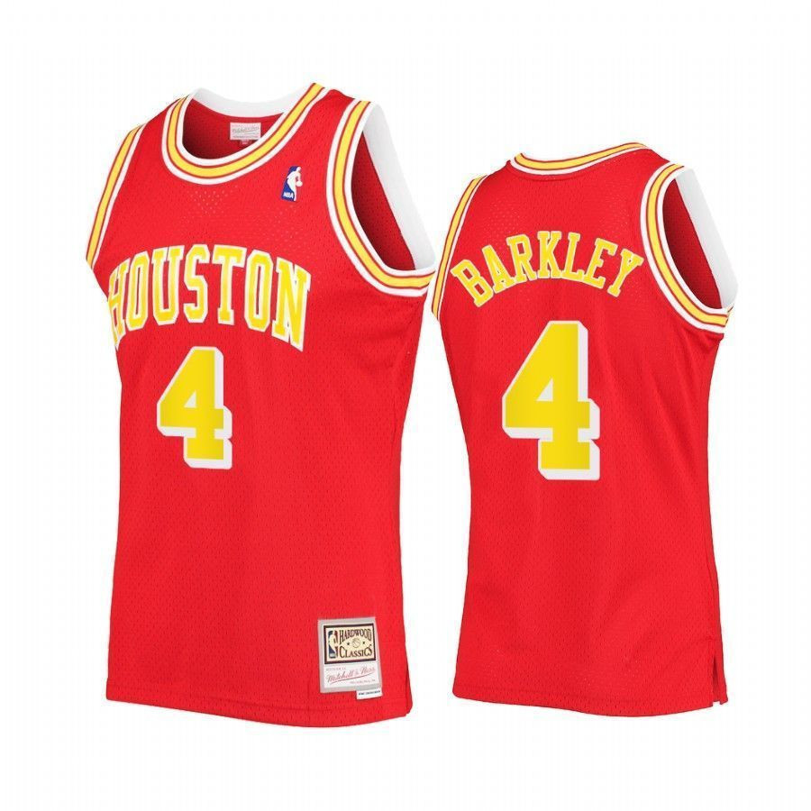 Men's Charles Barkley 4 Houston Rockets Red Hardwood Classics Jersey - JS456 