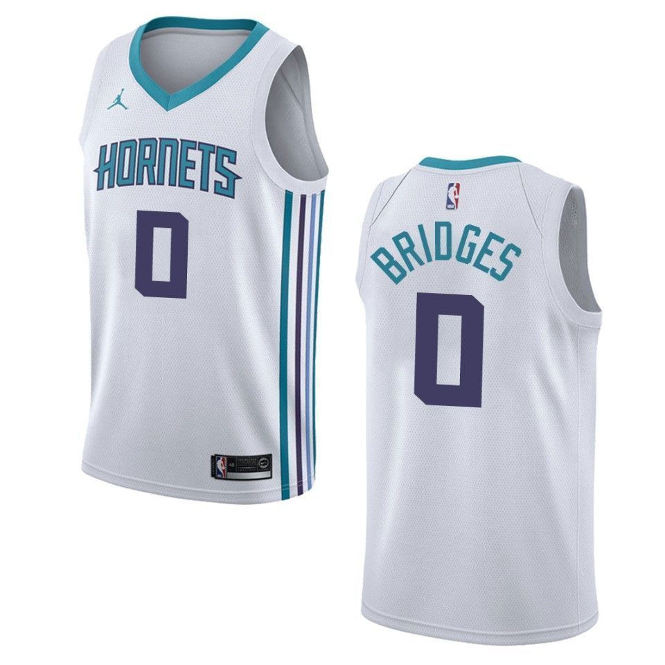 Men's Charlotte Hornets 0 Miles Bridges Association Swingman Jersey - White - JS452 