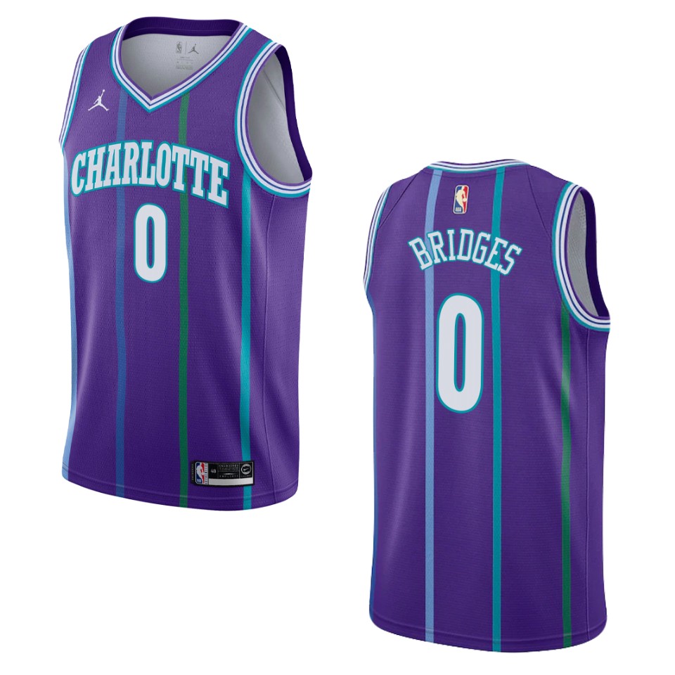 Men's Charlotte Hornets #0 Miles Bridges Hardwood Classics Swingman Jersey - Purple