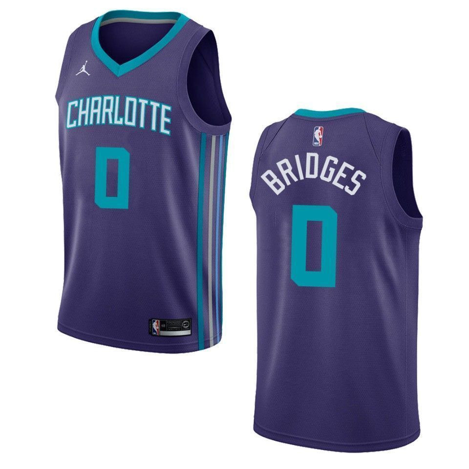 Men's Charlotte Hornets 0 Miles Bridges Statement Swingman Jersey - Purple - JS945 