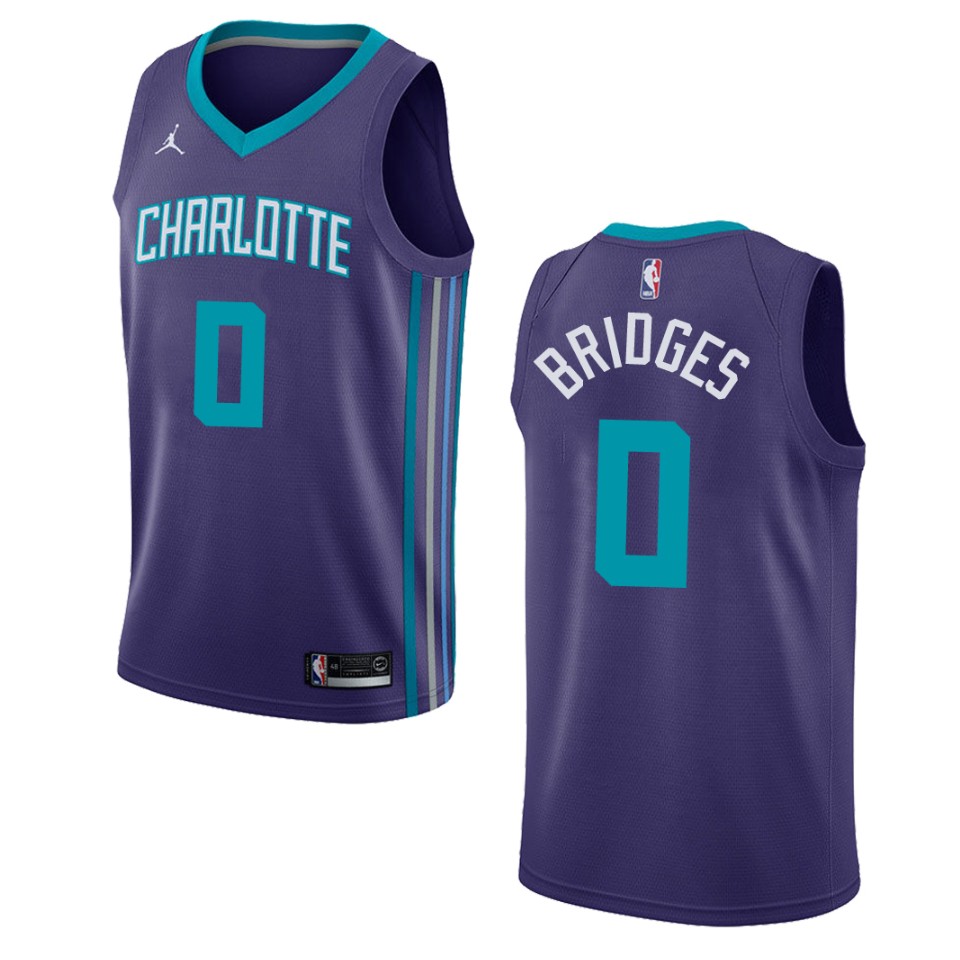 Men's Charlotte Hornets #0 Miles Bridges Statement Swingman Jersey - Purple